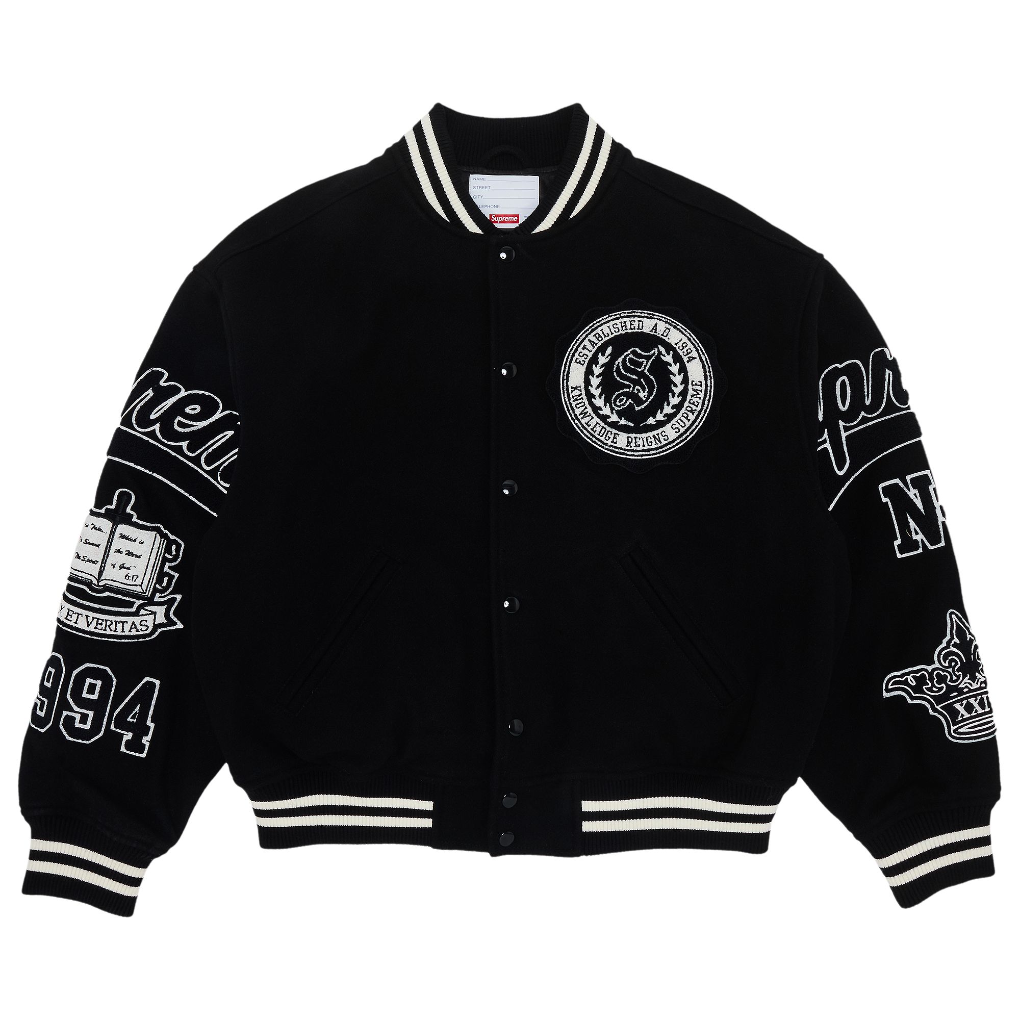 Supreme Veritas Varsity Jacket 'Black' | Men's Size XL