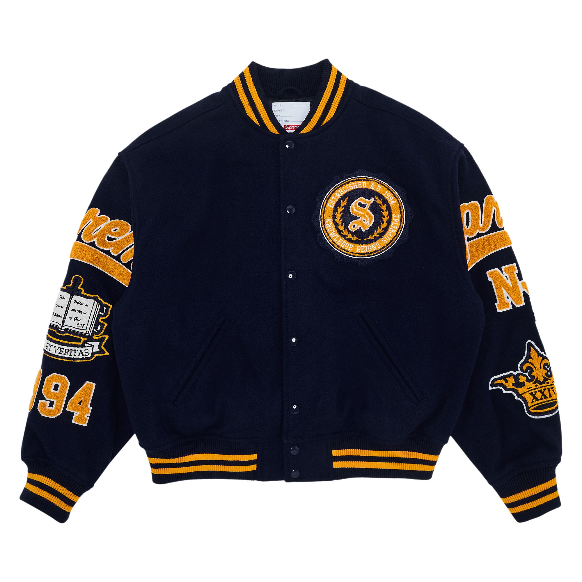 Supreme Veritas Varsity Jacket 'Navy' | Blue | Men's Size L