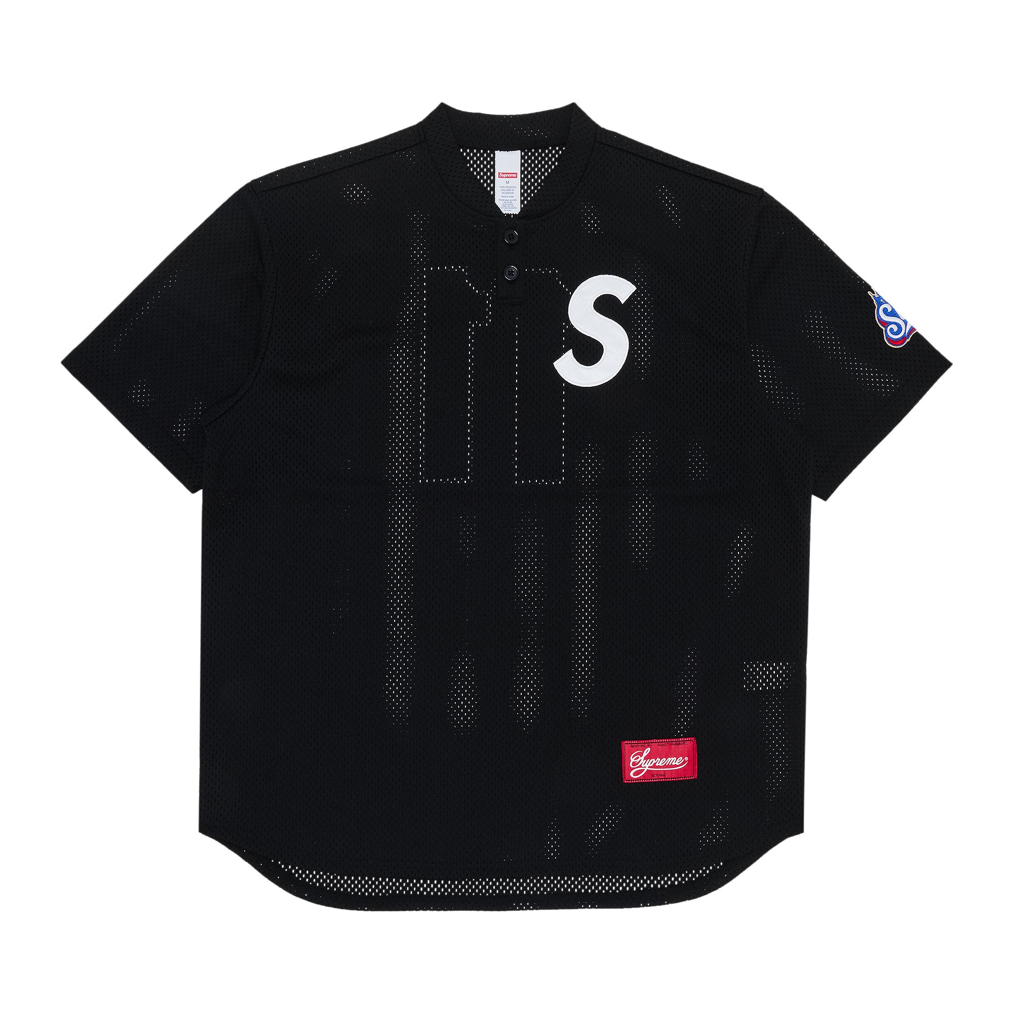 Supreme S Logo Baseball Henley 'Black' | Men's Size L