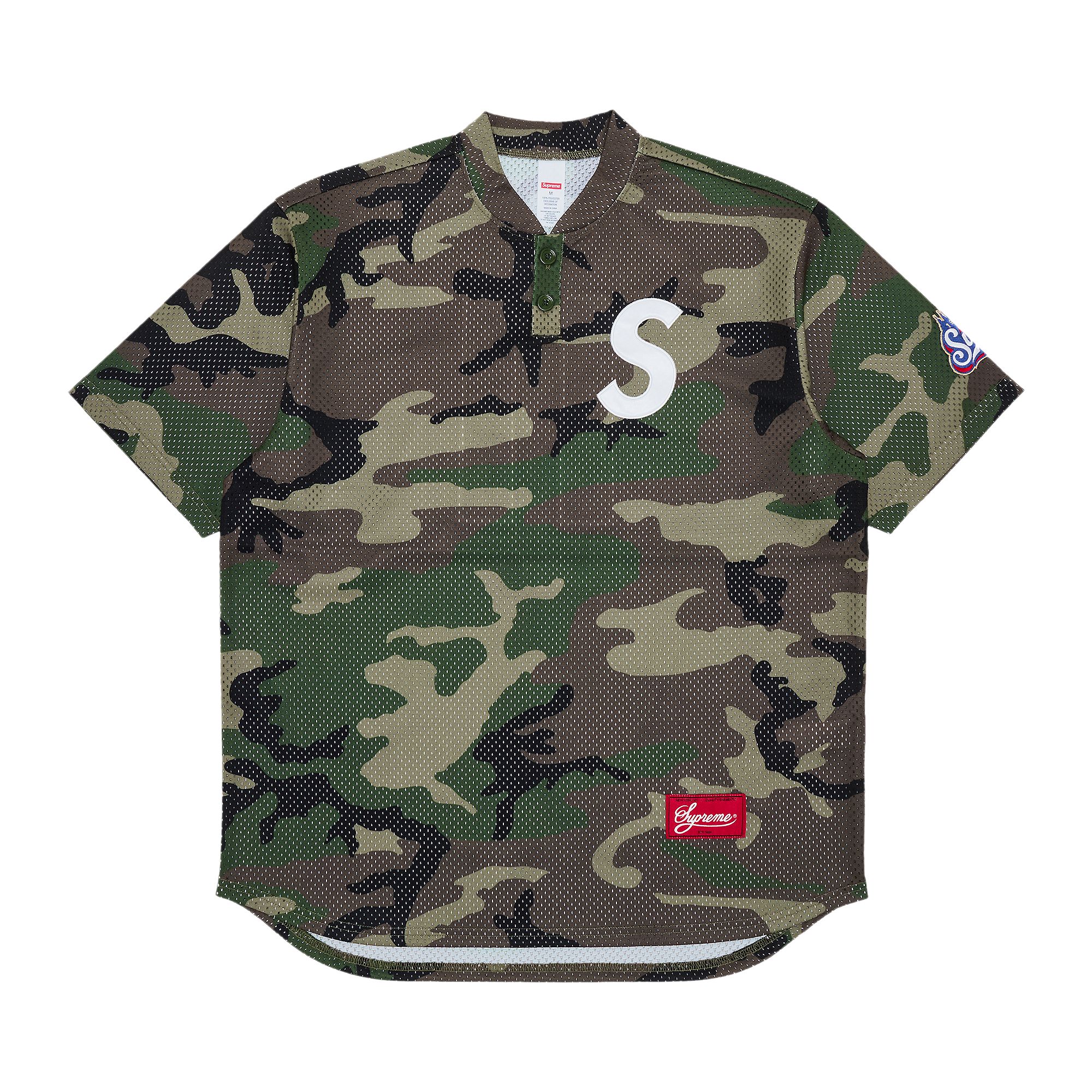 Supreme S Logo Baseball Henley 'Woodland Camo' | Multi-Color | Men's Size L