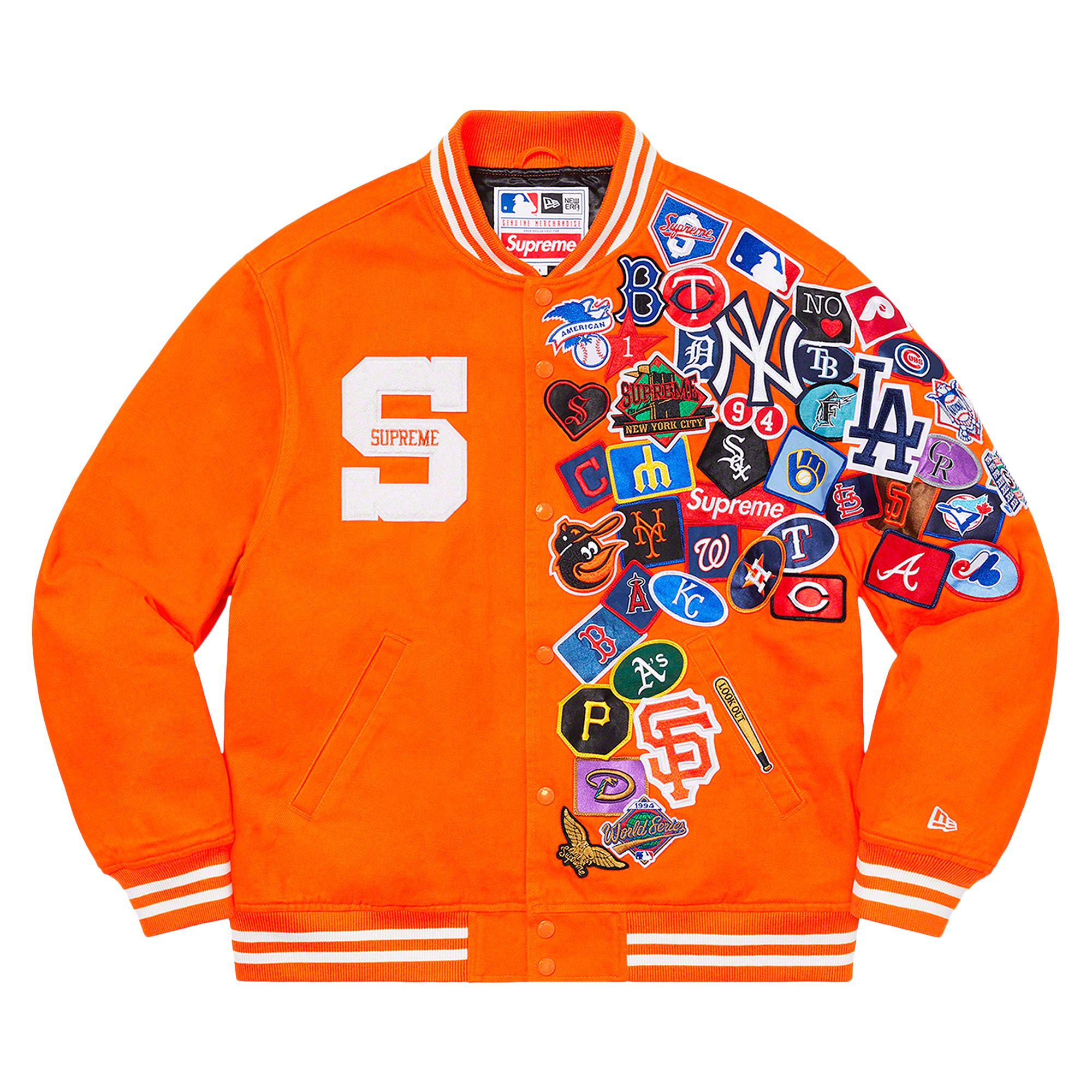 Supreme x New Era x MLB Varsity Jacket 'Orange' | Men's Size M