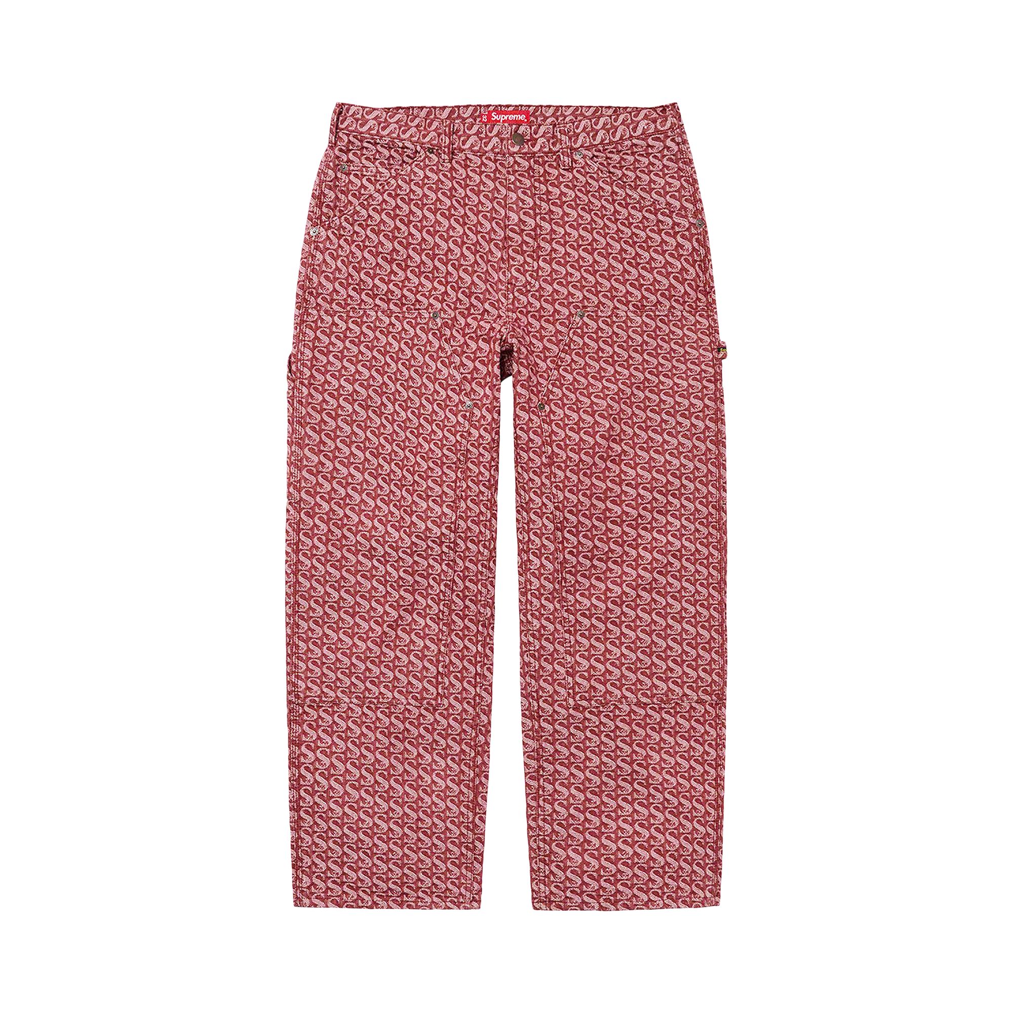 Pre-owned Supreme Monogram Double Knee Denim Painter Pant 'red' | Men's Size 32