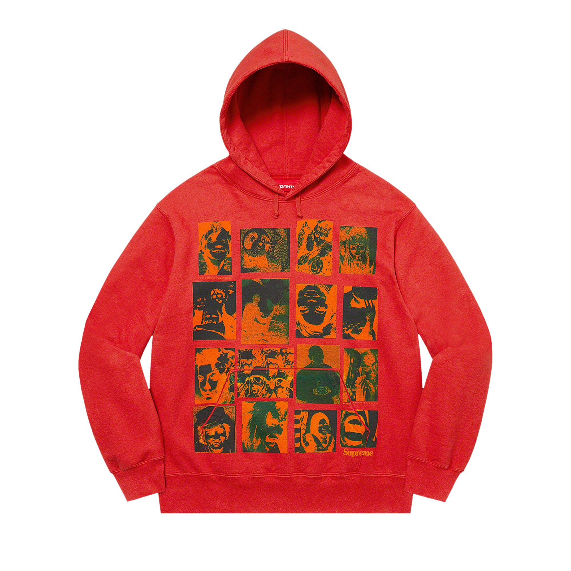 Supreme Collage Grid Hooded Sweatshirt 'Red' | Men's Size XL