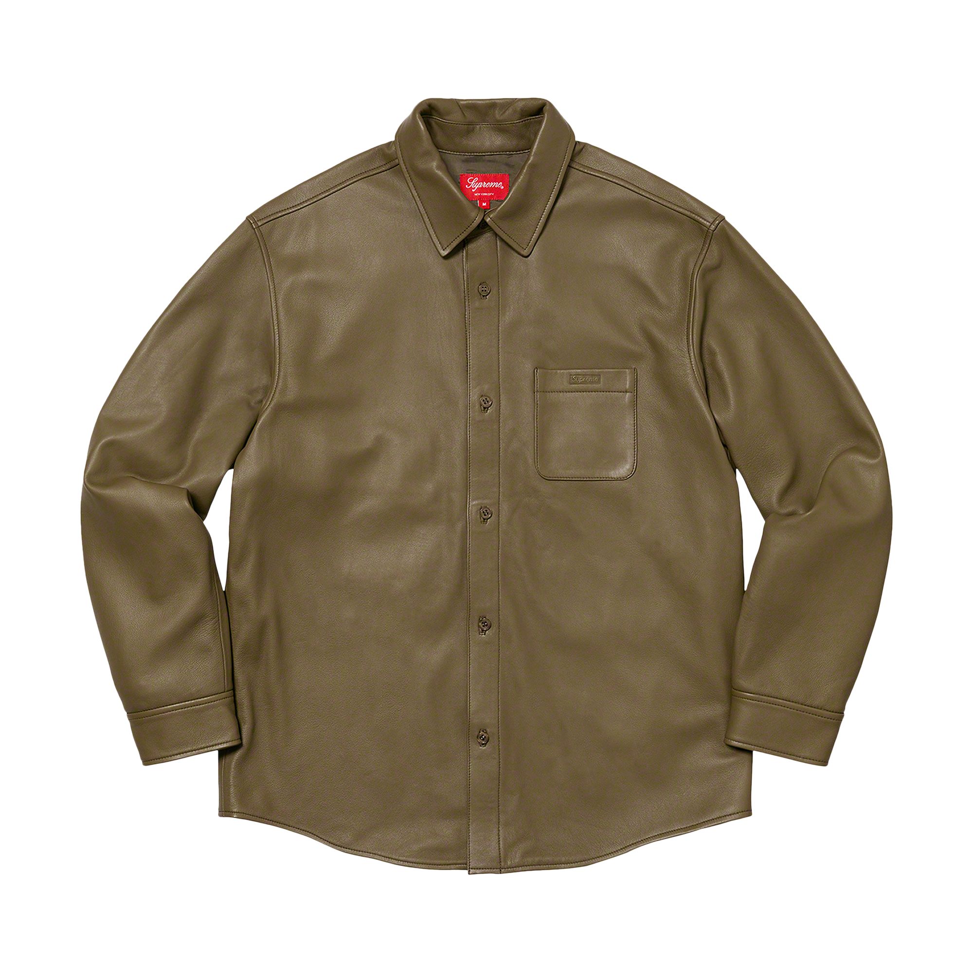 Pre-owned Supreme Leather Shirt 'olive' | Green | Men's Size M