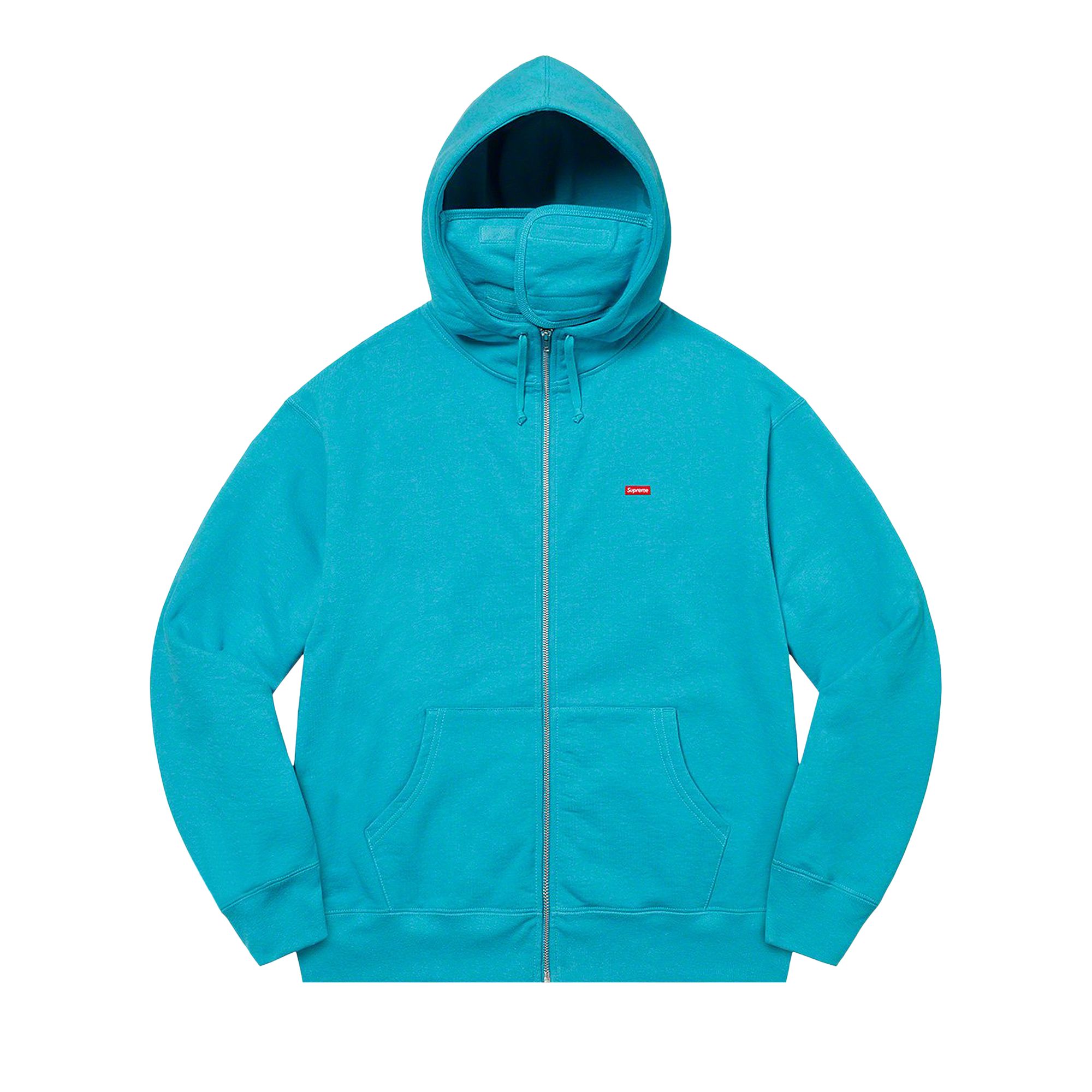 Pre-owned Supreme Small Box Facemask Zip Up Hooded Sweatshirt 'cyan' In Teal