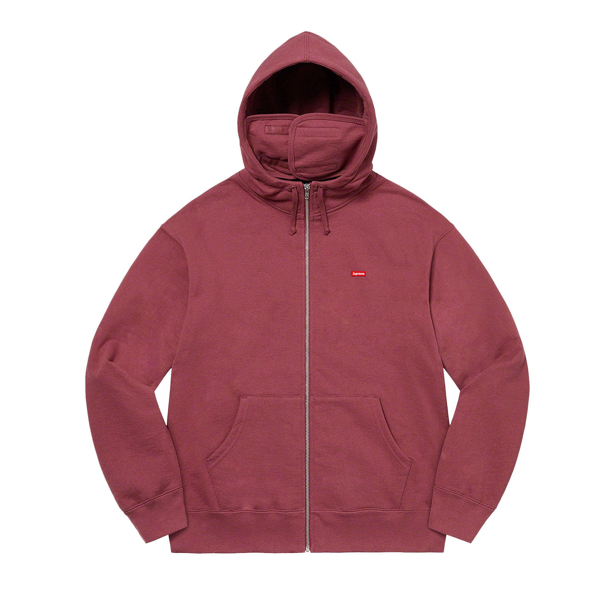 Pre-owned Supreme Small Box Facemask Zip Up Hooded Sweatshirt 'plum' | Red | Men's Size M