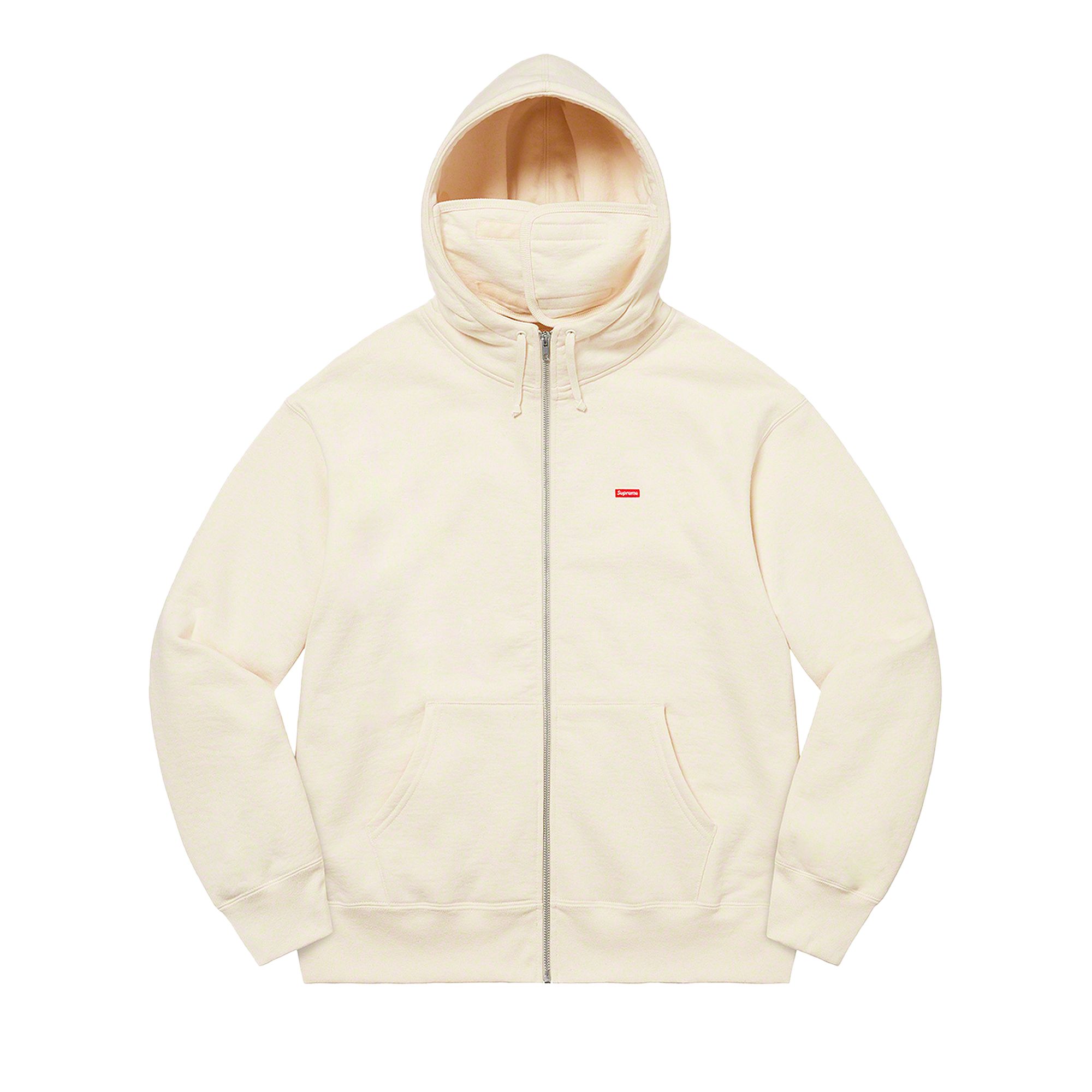 Pre-owned Supreme Small Box Facemask Zip Up Hooded Sweatshirt 'natural' | Cream | Men's Size M