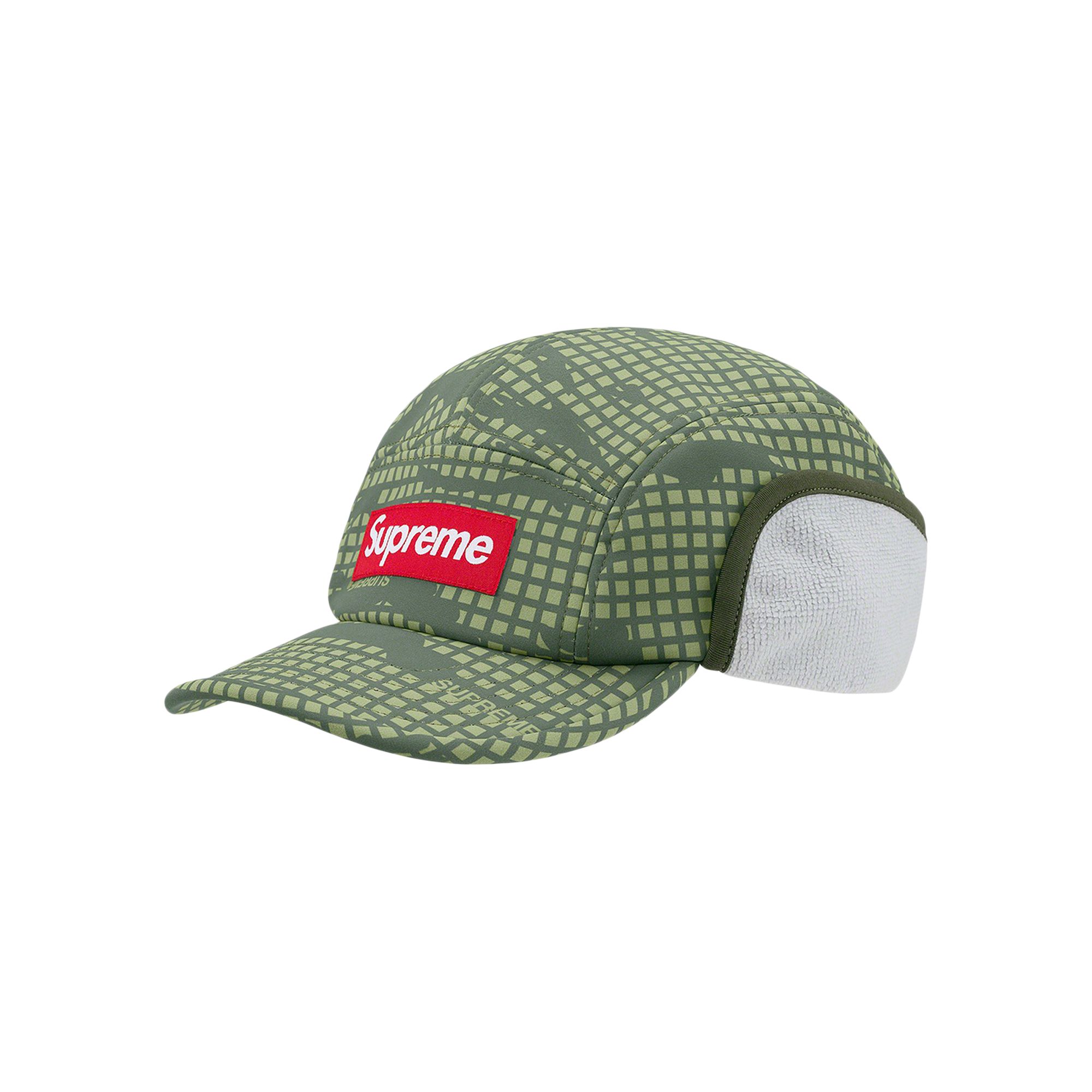 Pre-owned Supreme Windstopper Earflap Camp Cap 'olive Grid Camo' | Green | Men's Size S/m