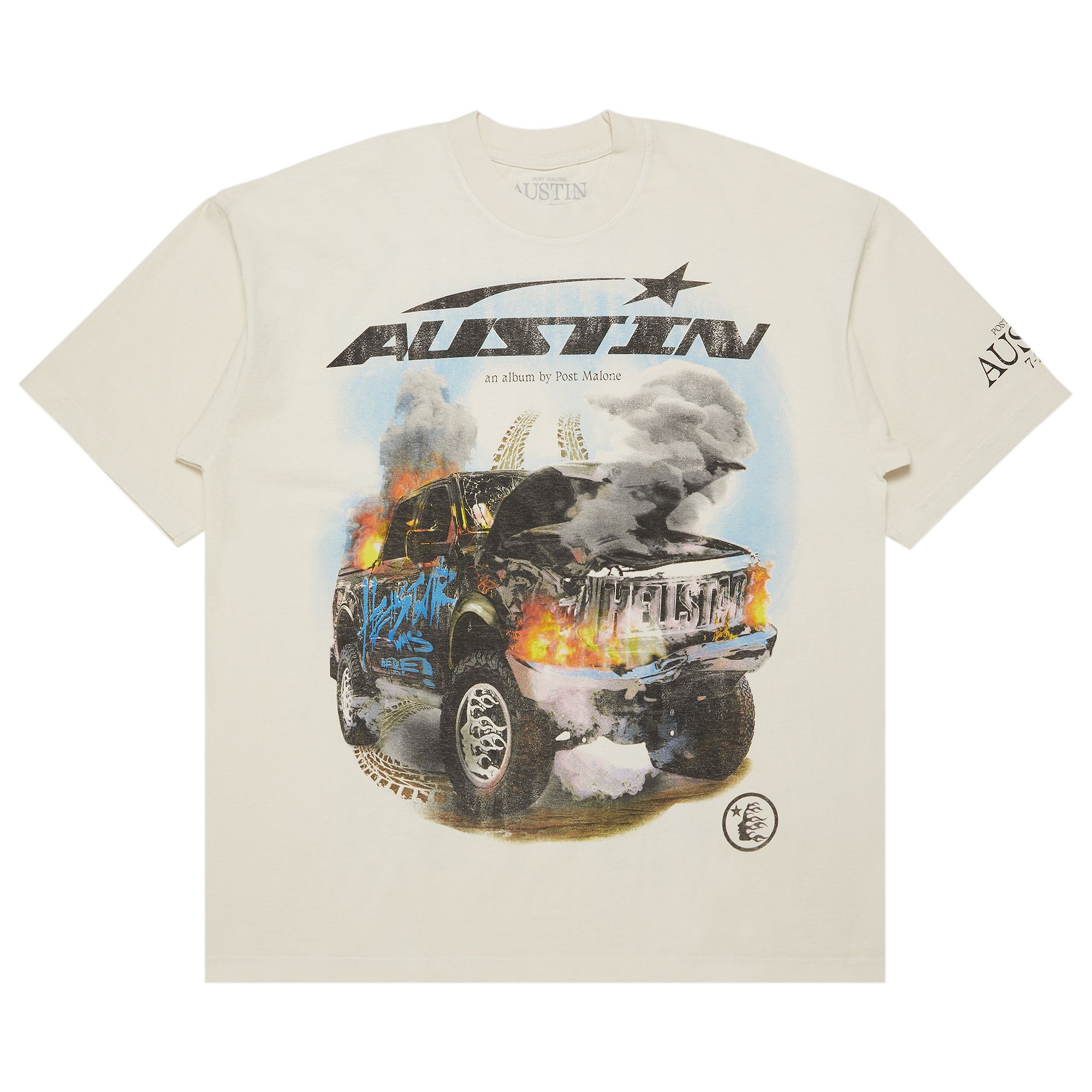 Pre-owned Hellstar X Post Malone Austin Tee 'cream'