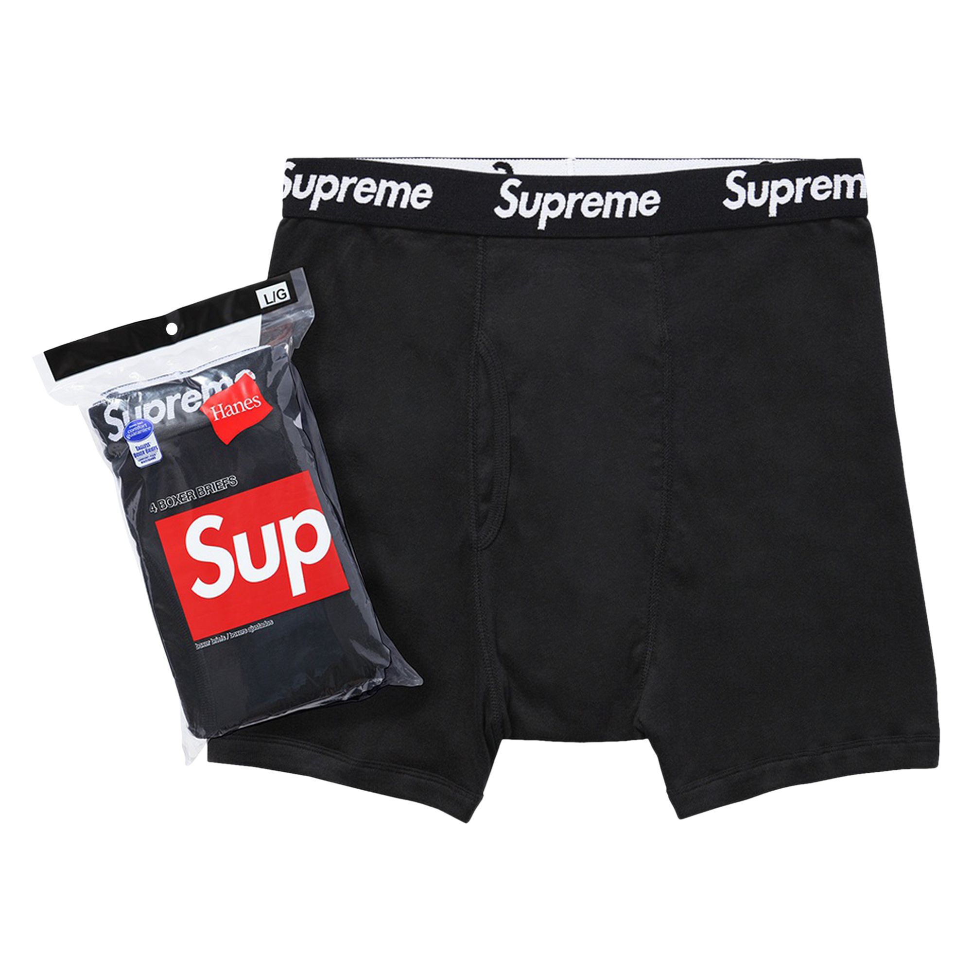 Pre-owned Supreme X Hanes Boxer Briefs (4 Pack) 'black'
