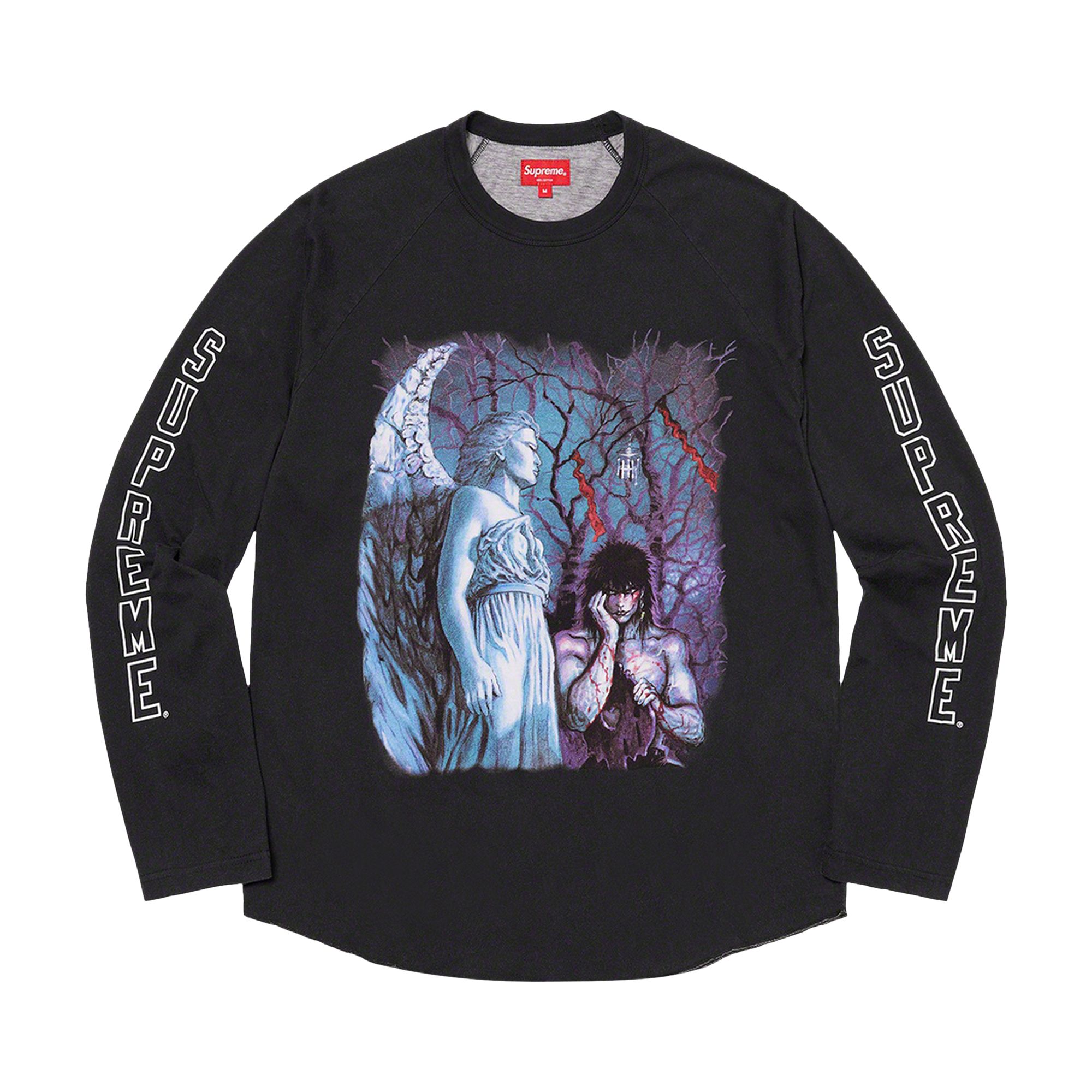Supreme x The Crow Raglan Long-Sleeve Top 'Black Graveyard' | Men's Size M