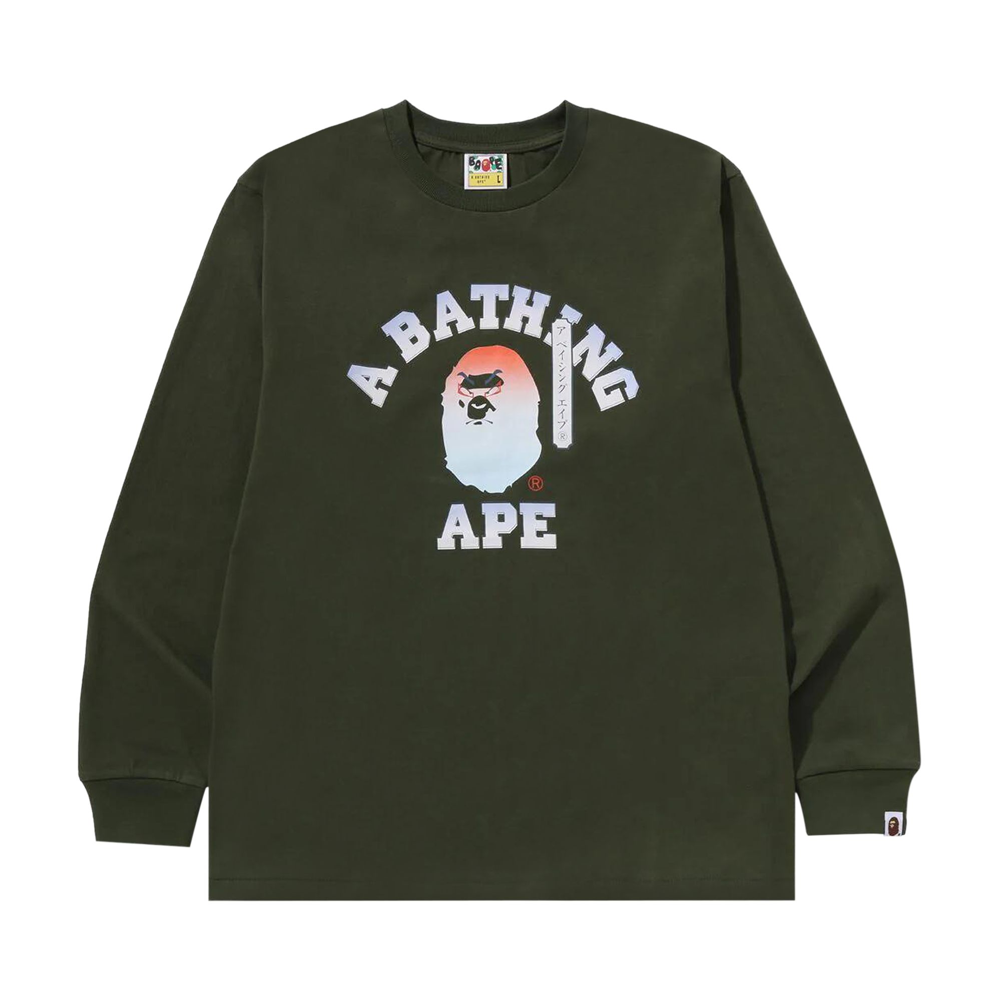 BAPE Kabuki Head Long-Sleeve Tee 'Olive Drab' | Green | Men's Size L