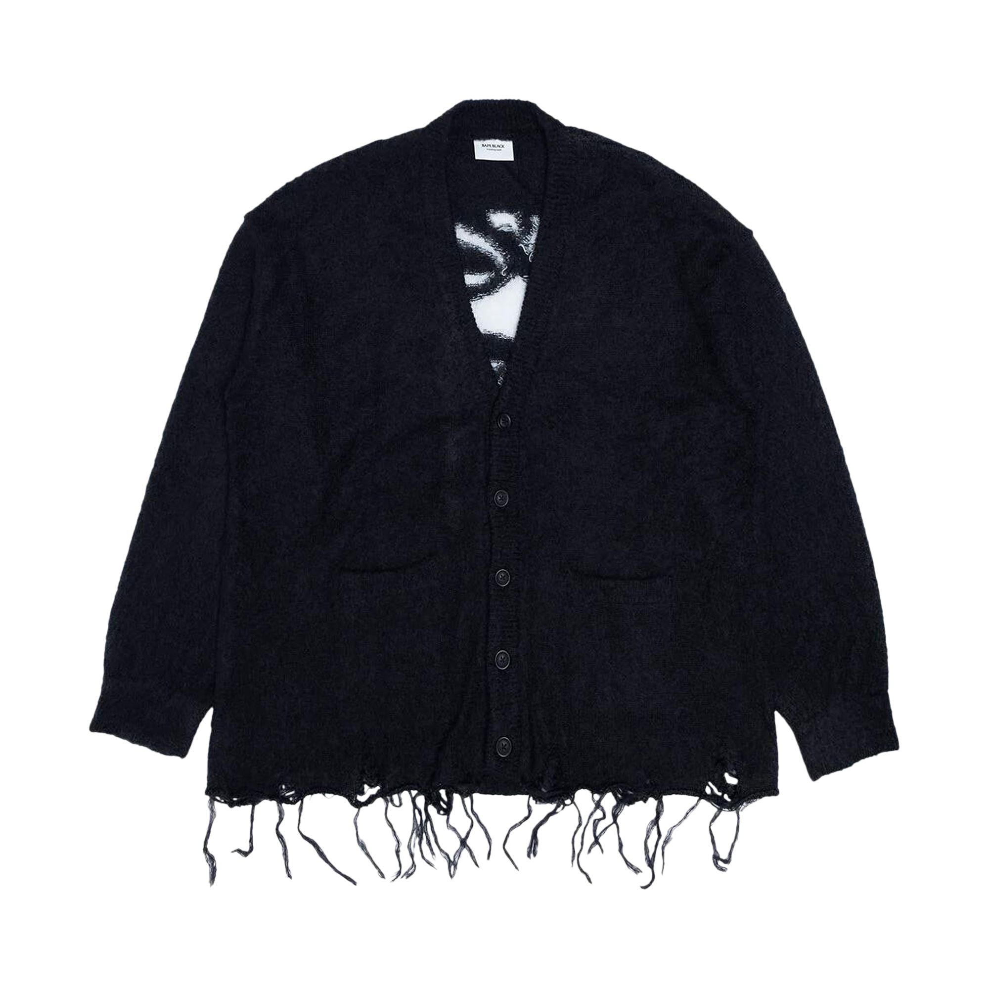 Pre-owned Bape Logo Distressed Cardigan 'black'