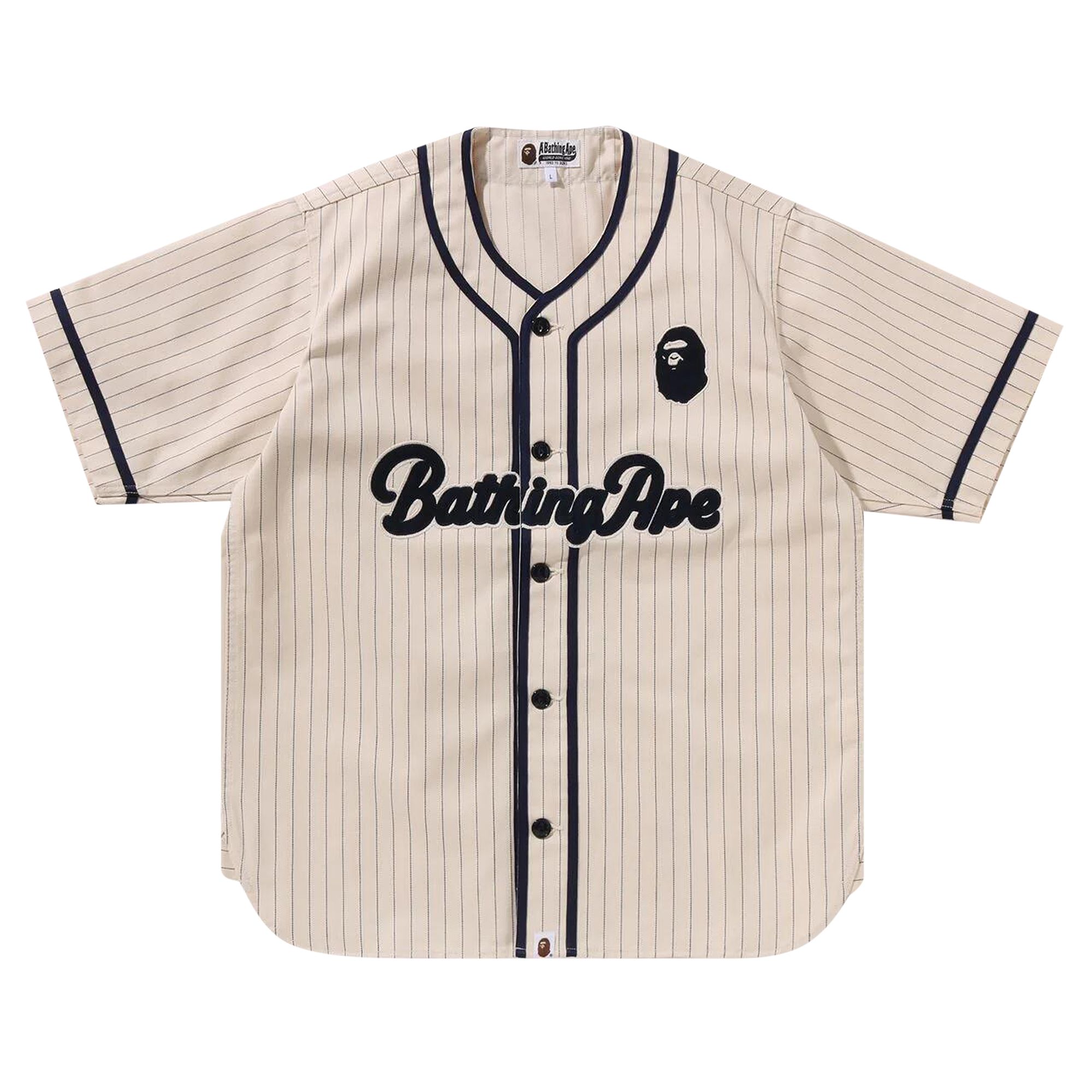 Pre-owned Bape A Bathing Ape Baseball Shirt 'ivory' In Cream