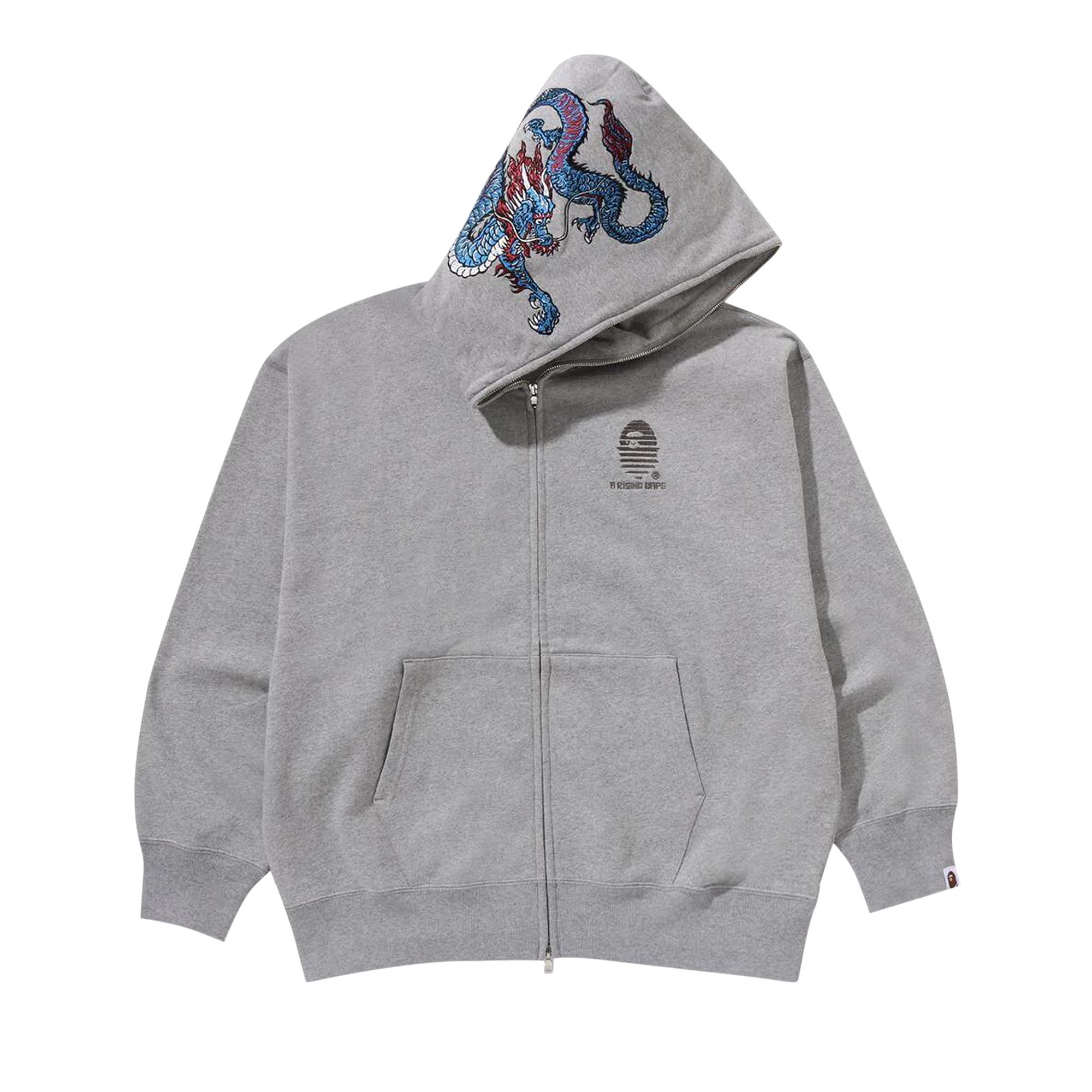BAPE Tiger And Dragon Relaxed Fit Full Zip Hoodie 'Grey' | Men's Size XL