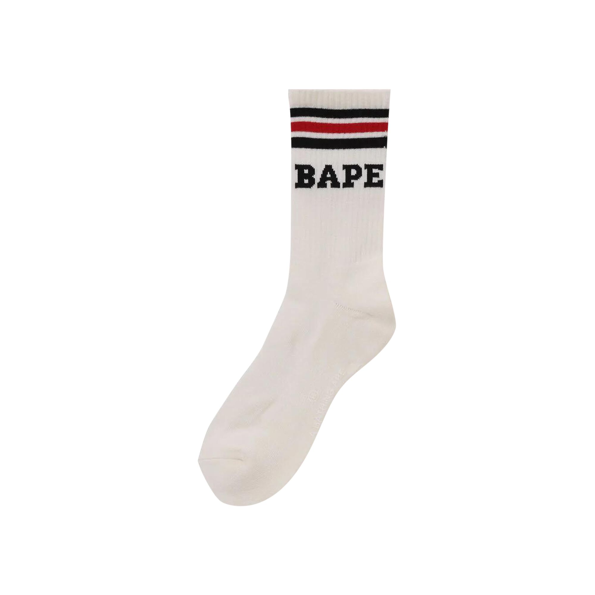 BAPE Stripe Socks 'Black/Red' | Men's Size L