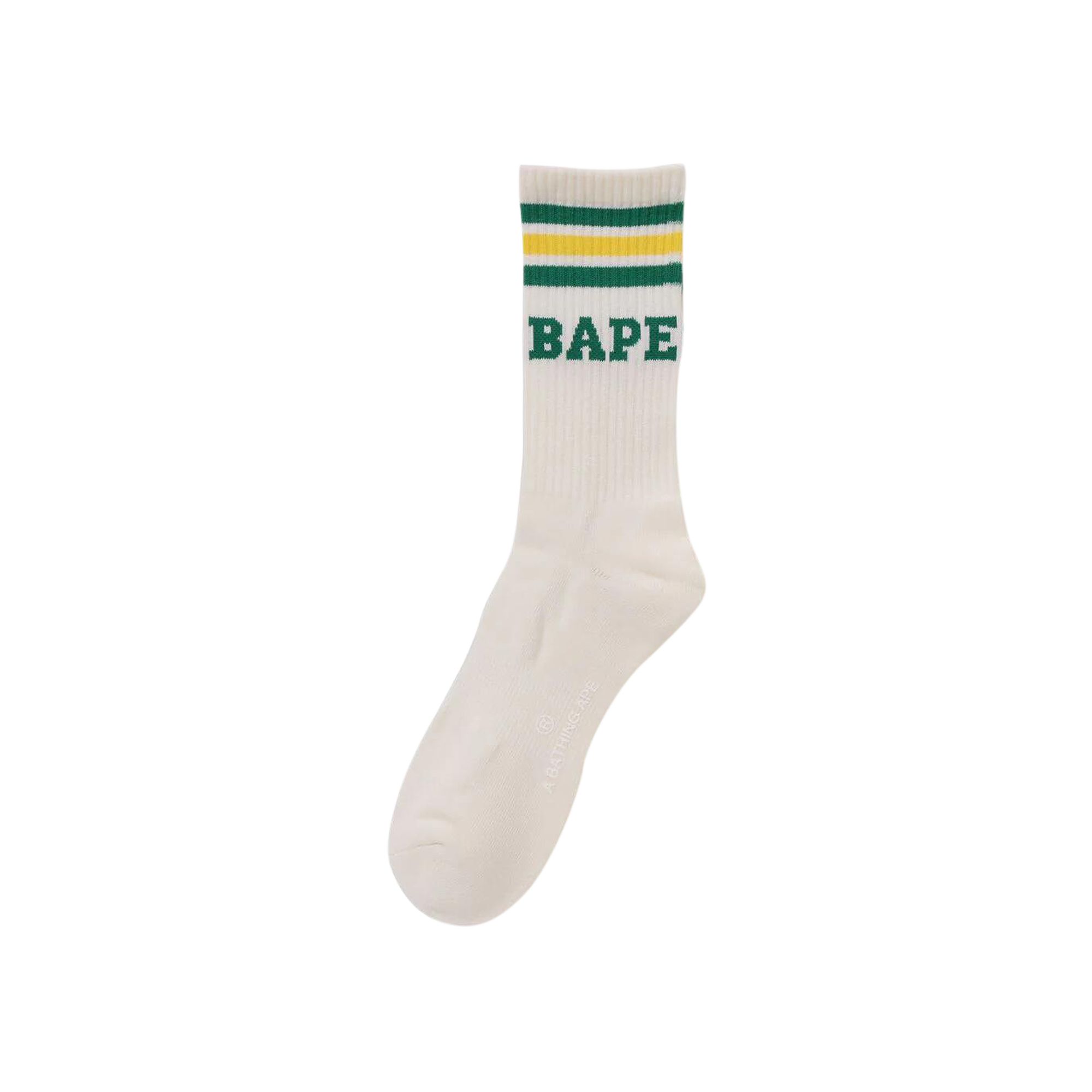 BAPE Stripe Socks 'Green/Yellow' | Grey | Men's Size L