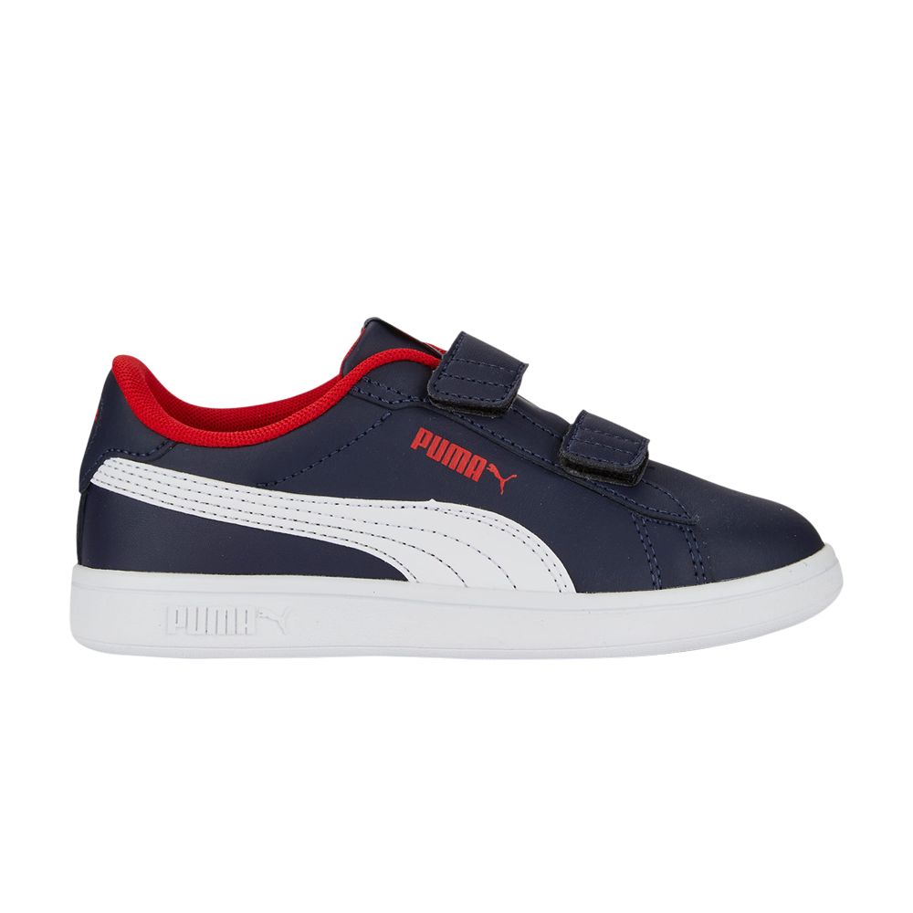 Pre-owned Puma Smash 3.0 Leather Velcro Little Kid 'navy Red' | Blue | Kid's Size 13