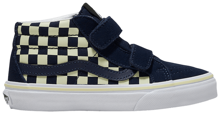 Vans Sk8 Mid Reissue V Kids Checkered   Glow Summer Nights Navy