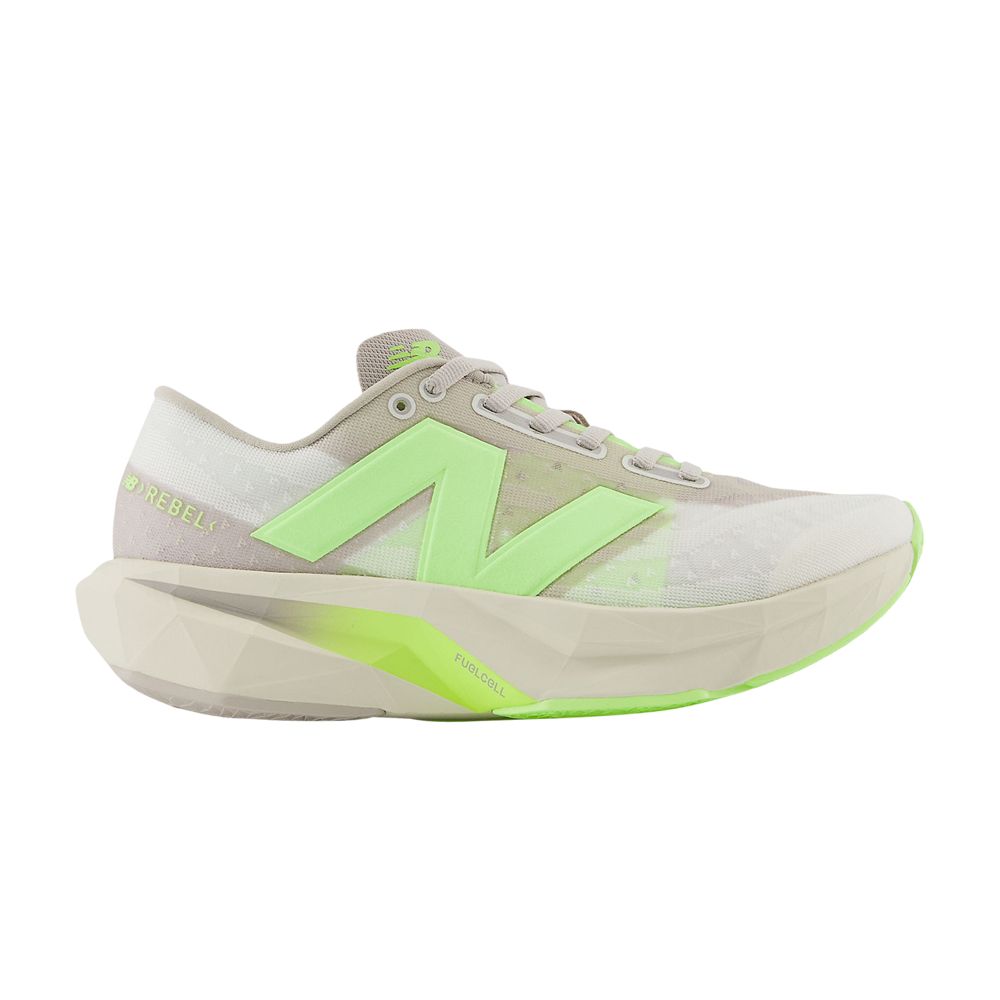 Pre-owned New Balance Wmns Fuelcell Rebel V4 'moonrock Bleached Lime Glo' In Cream