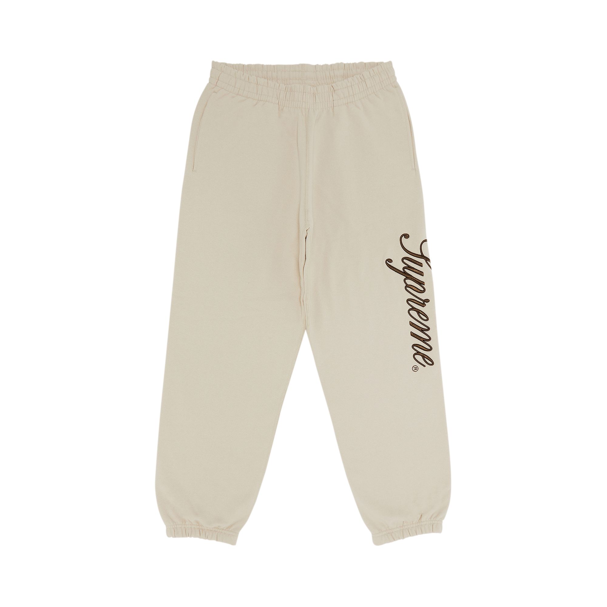 Pre-owned Supreme Embroidered Script Sweatpant 'stone' In Tan