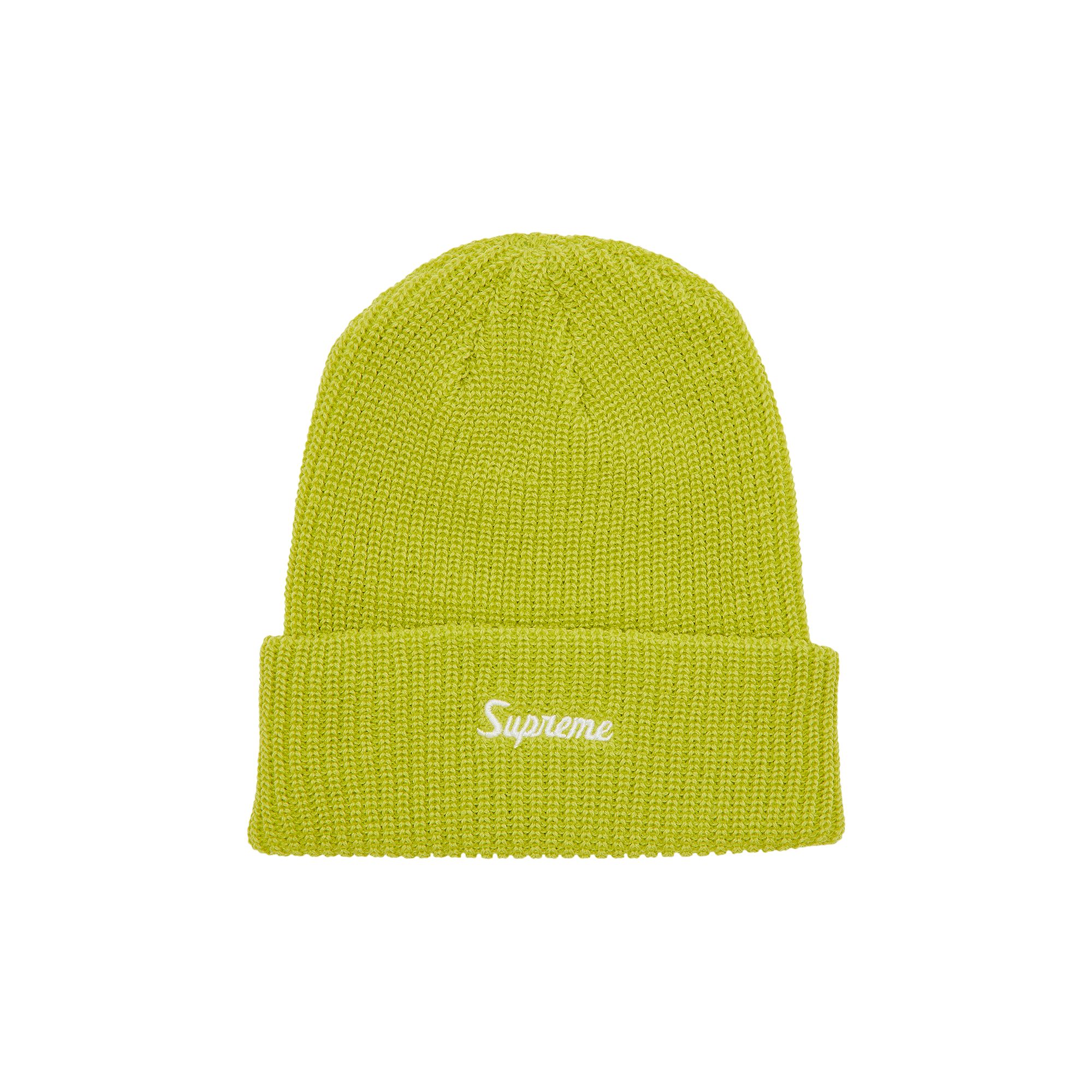 Pre-owned Supreme Loose Gauge Beanie 'lime' In Green