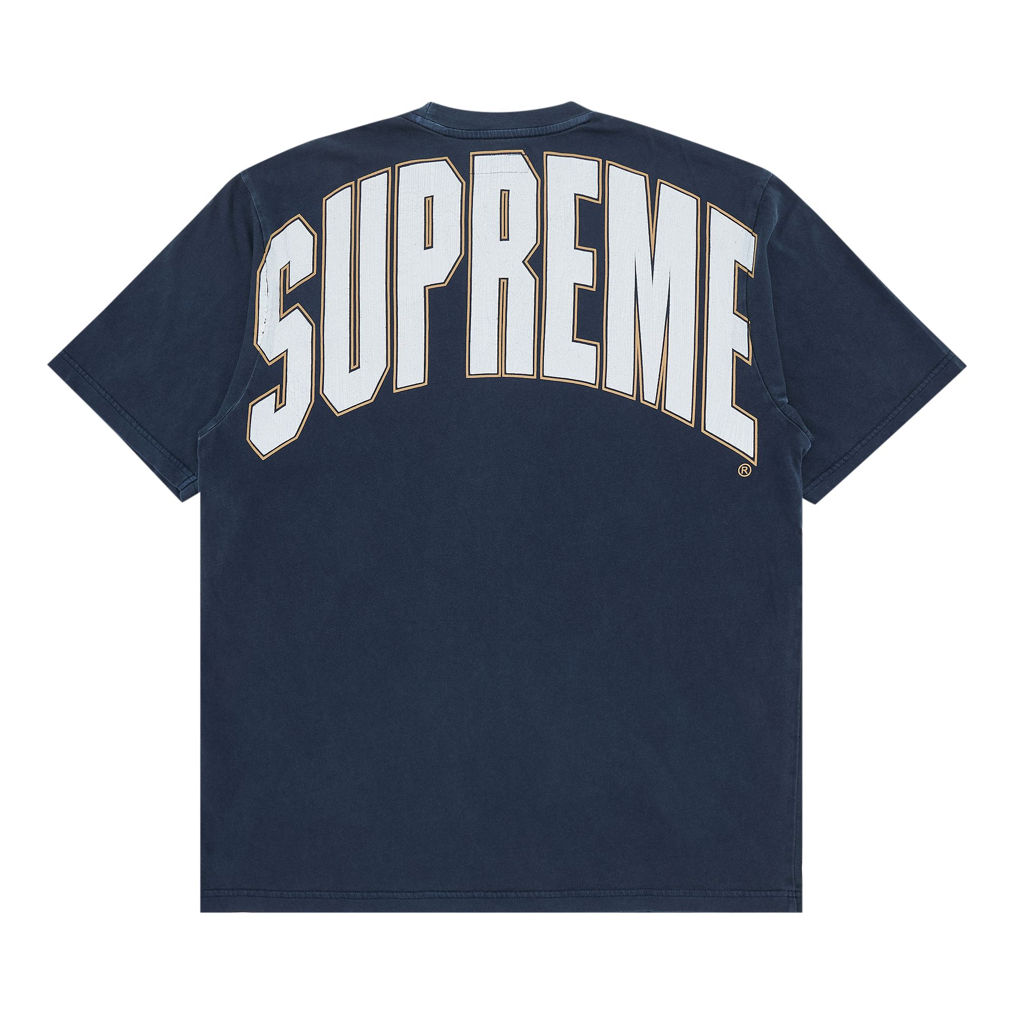 Supreme Cracked Back Arc Short-Sleeve Top 'Navy' | Blue | Men's Size 2XL