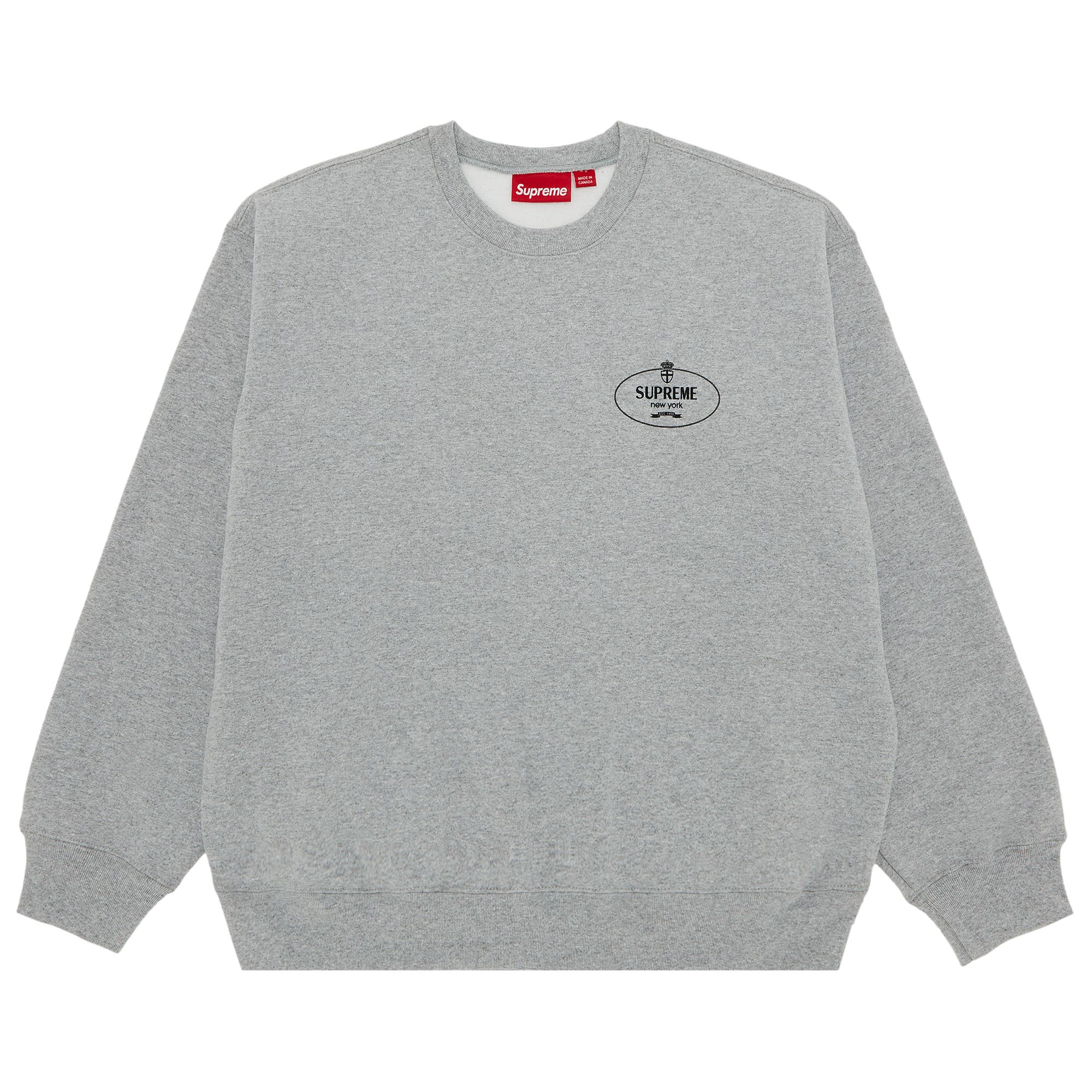 Supreme Crest Crewneck 'Heather Grey' | Men's Size S