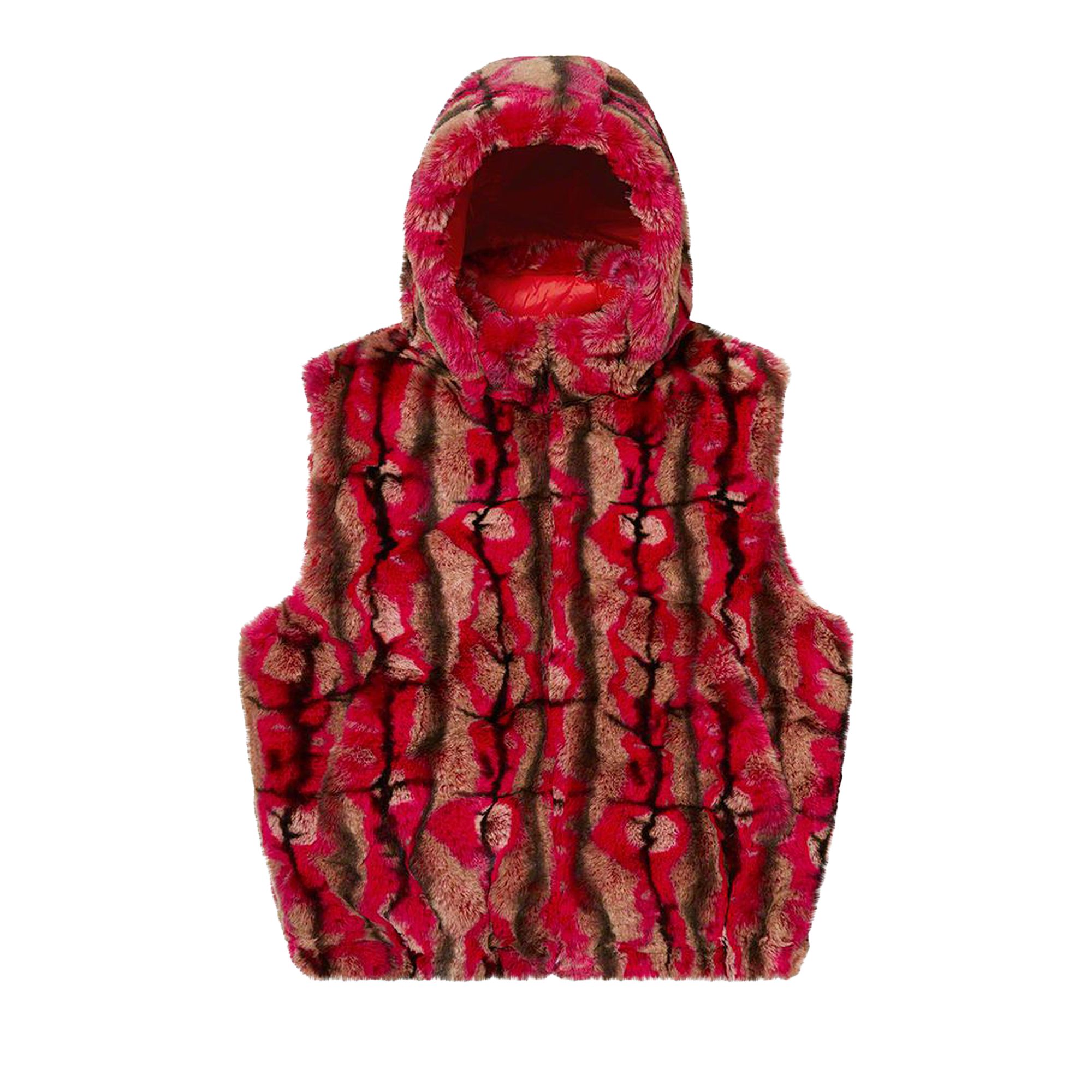 Pre-owned Supreme Faux Fur Hooded Vest 'red' | Men's Size L