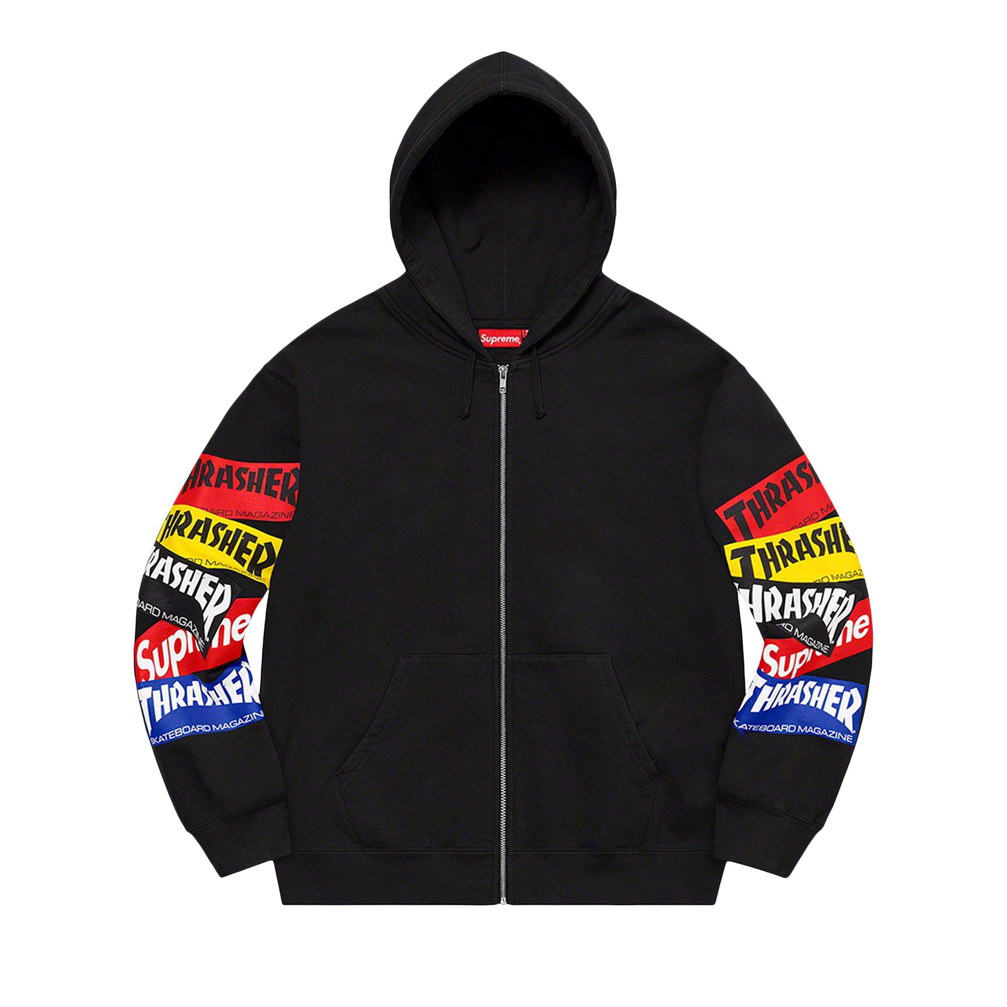 Pre-owned Supreme X Thrasher Multi Logo Zip Up Hooded Sweatshirt 'black'