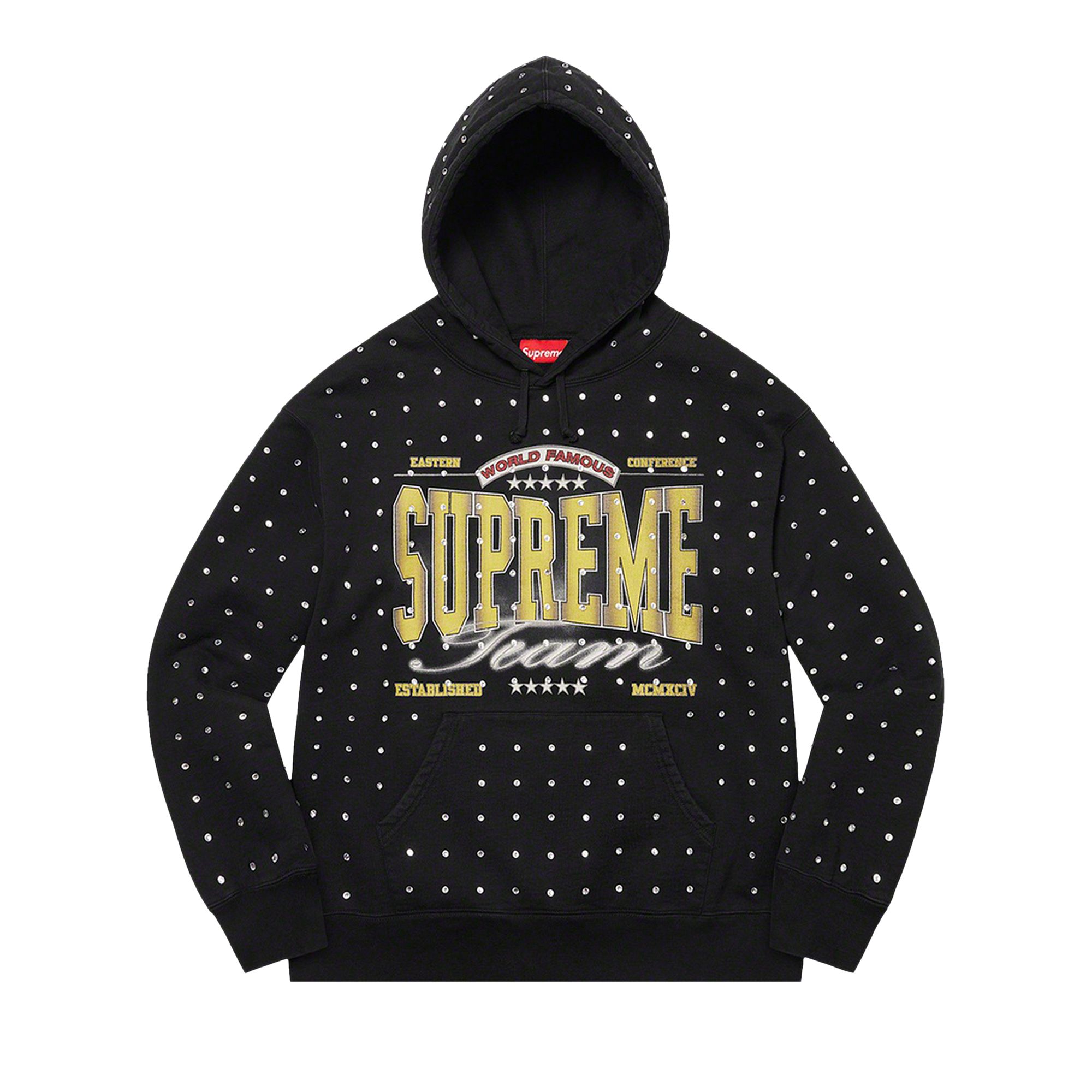 Pre-owned Supreme Rhinestone Hooded Sweatshirt 'black' | Men's Size Xl