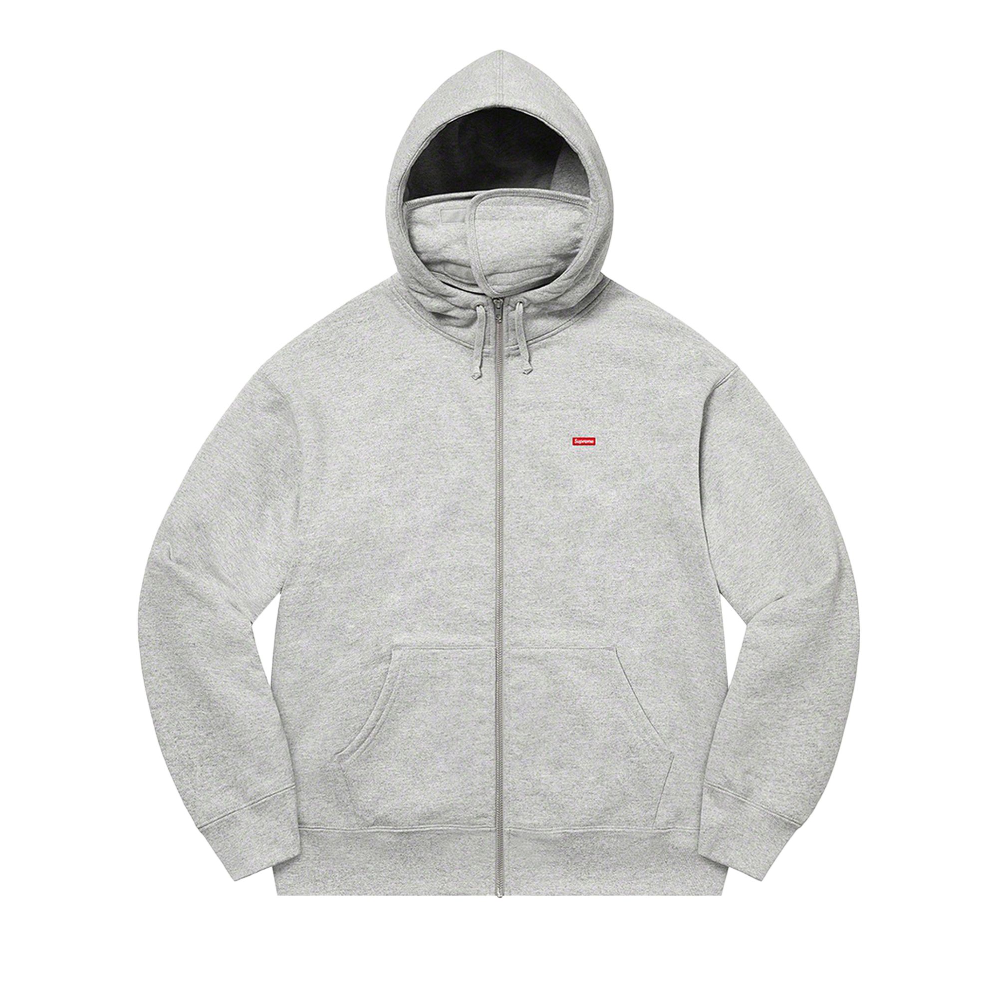Pre-owned Supreme Small Box Facemask Zip Up Hooded Sweatshirt 'heather Grey'