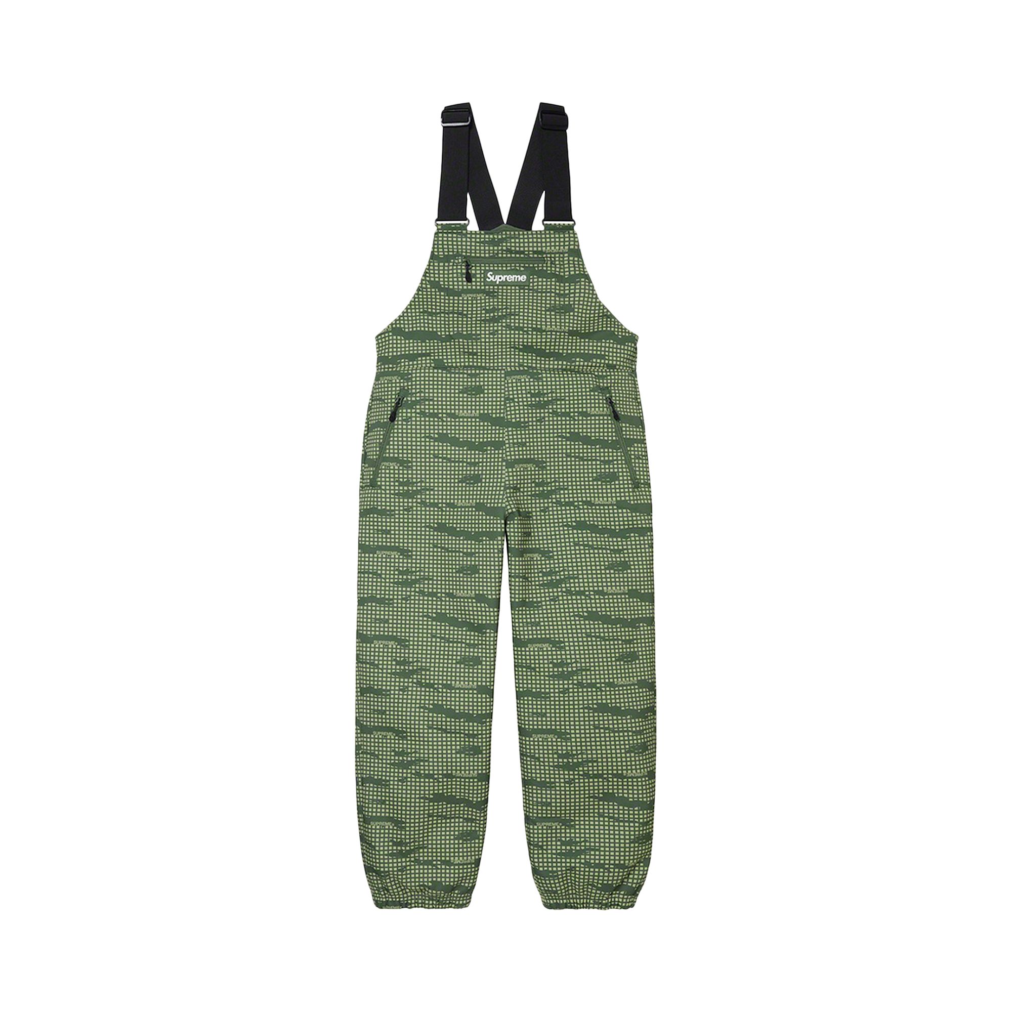 Pre-owned Supreme Windstopper Overalls 'olive Grid Camo' In Green