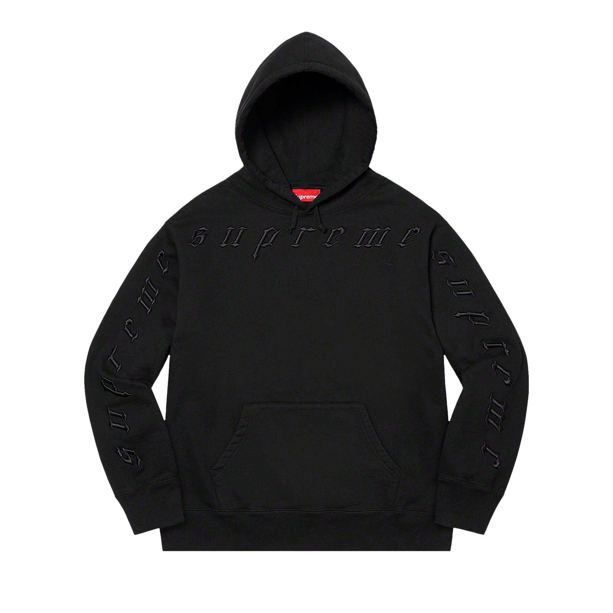 Pre-owned Supreme Raised Embroidery Hooded Sweatshirt 'black' | Men's Size Xl