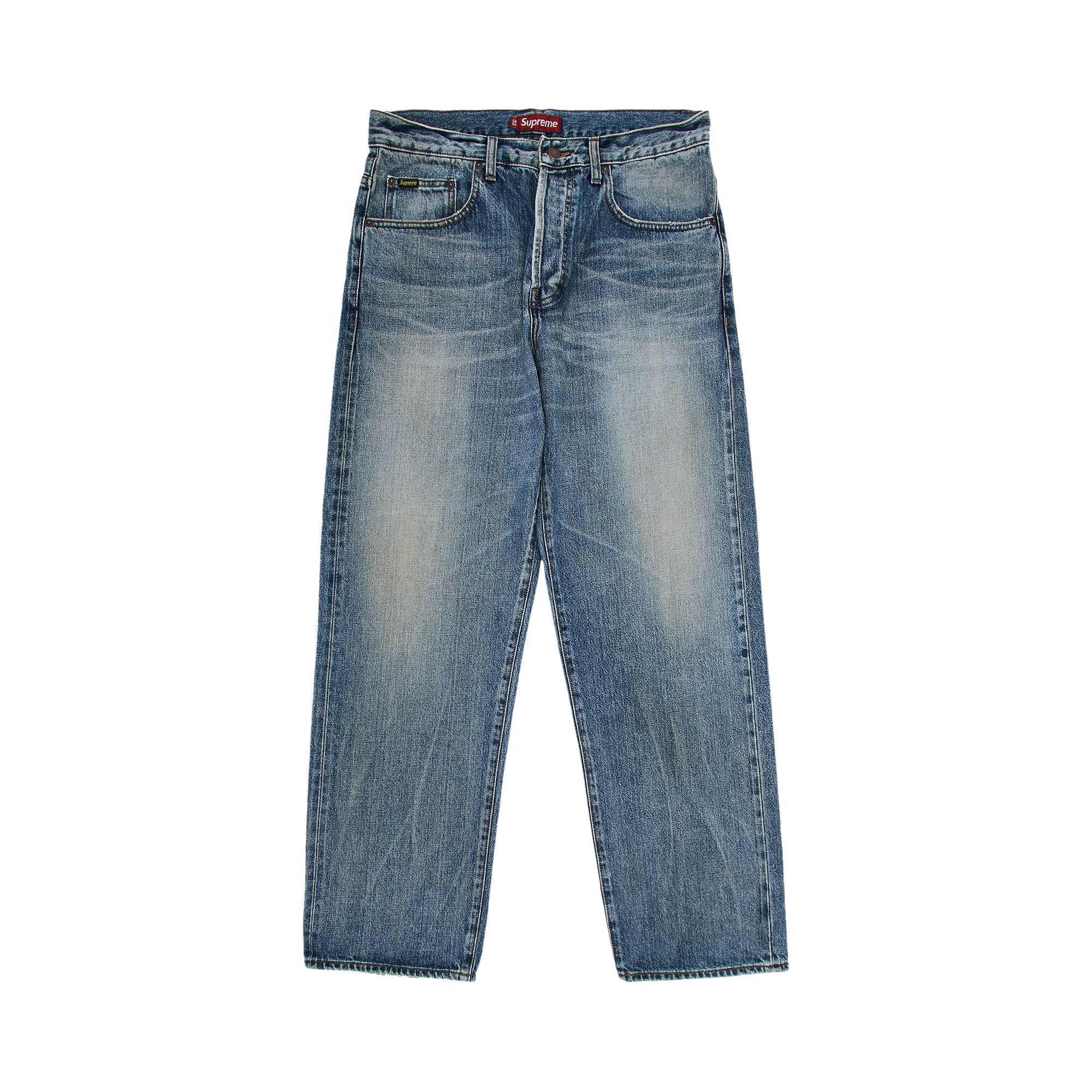 Pre-owned Supreme Distressed Loose Fit Selvedge Jean 'washed Indigo' In Blue
