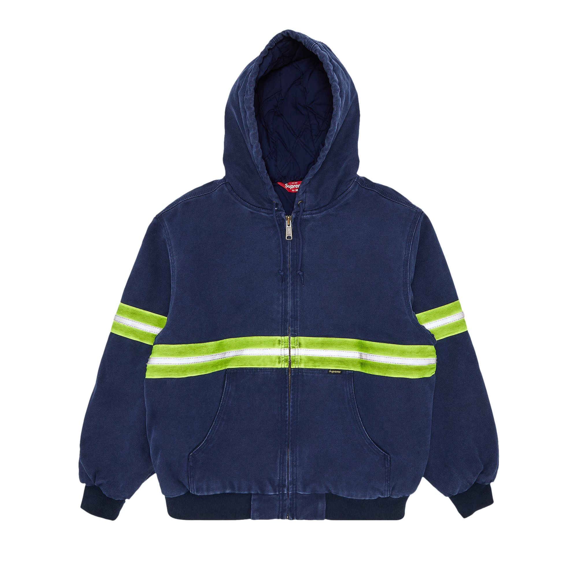 Supreme Reflective Stripe Hooded Work Jacket 'Navy' | Blue | Men's Size M