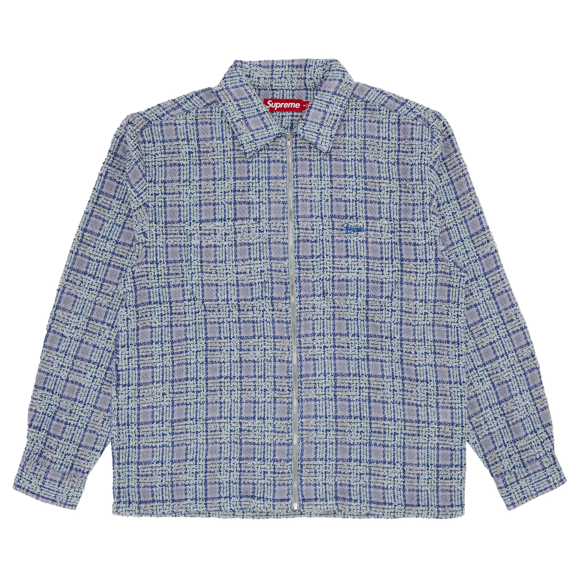 Pre-owned Supreme Bouclé Zip Up Shirt 'blue'