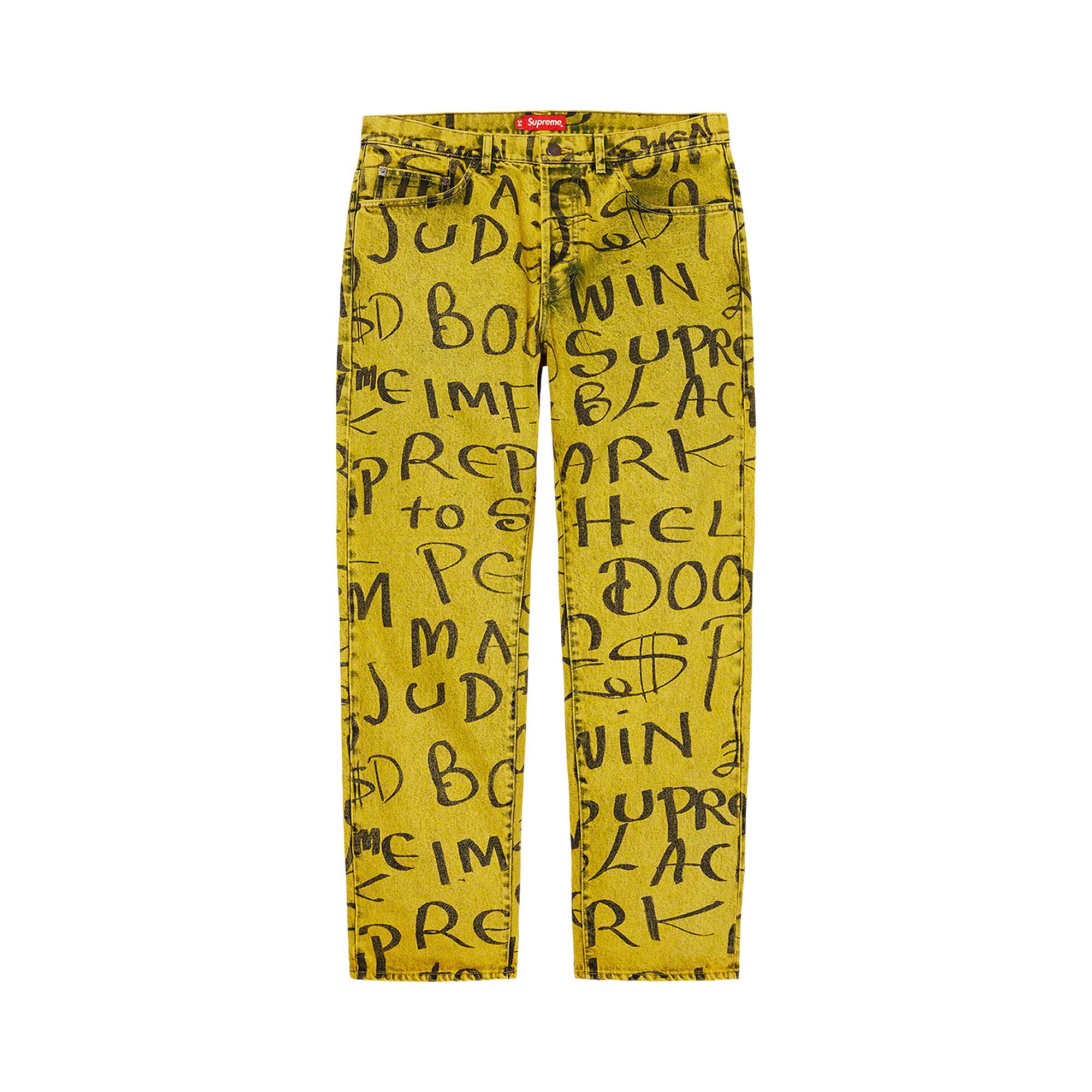 Pre-owned Supreme Black Ark Regular Jean 'fluorescent Yellow' | Men's Size 32