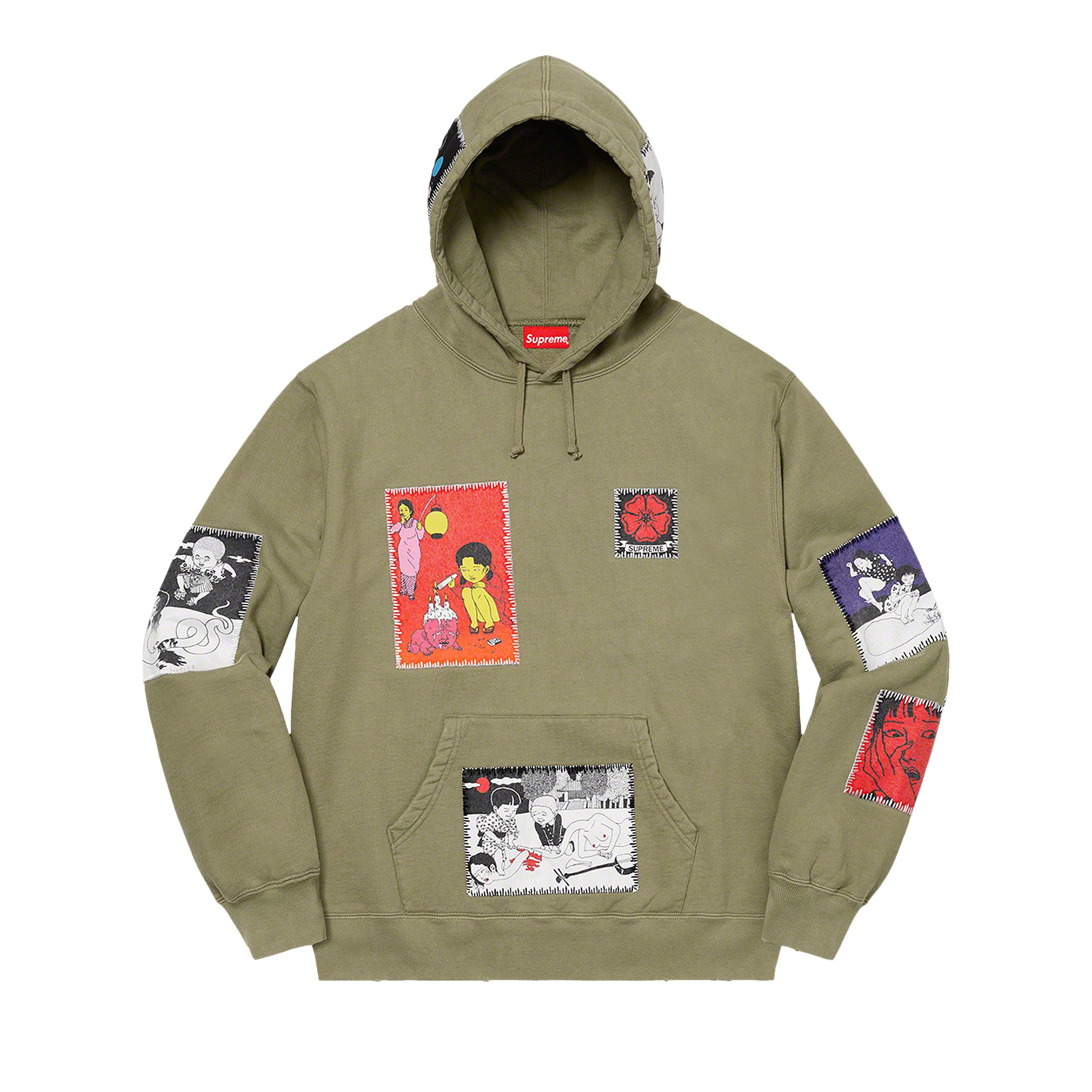 Pre-owned Supreme X Toshio Saeki Hooded Sweatshirt 'light Olive' In Green