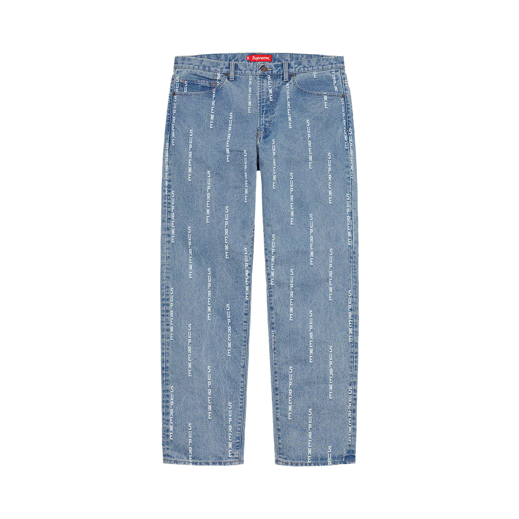 Pre-owned Supreme Logo Stripe Jacquard Regular Jean 'blue' | Men's Size 30