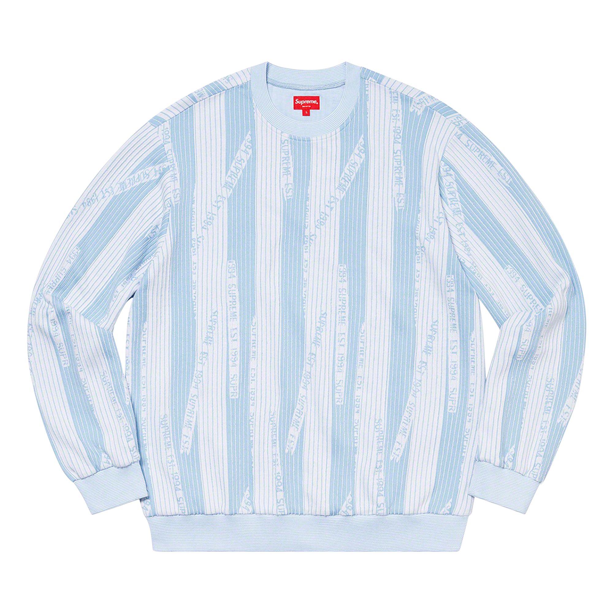 SUPREME SUPREME TEXTURED STRIPE CREWNECK 'LIGHT BLUE'