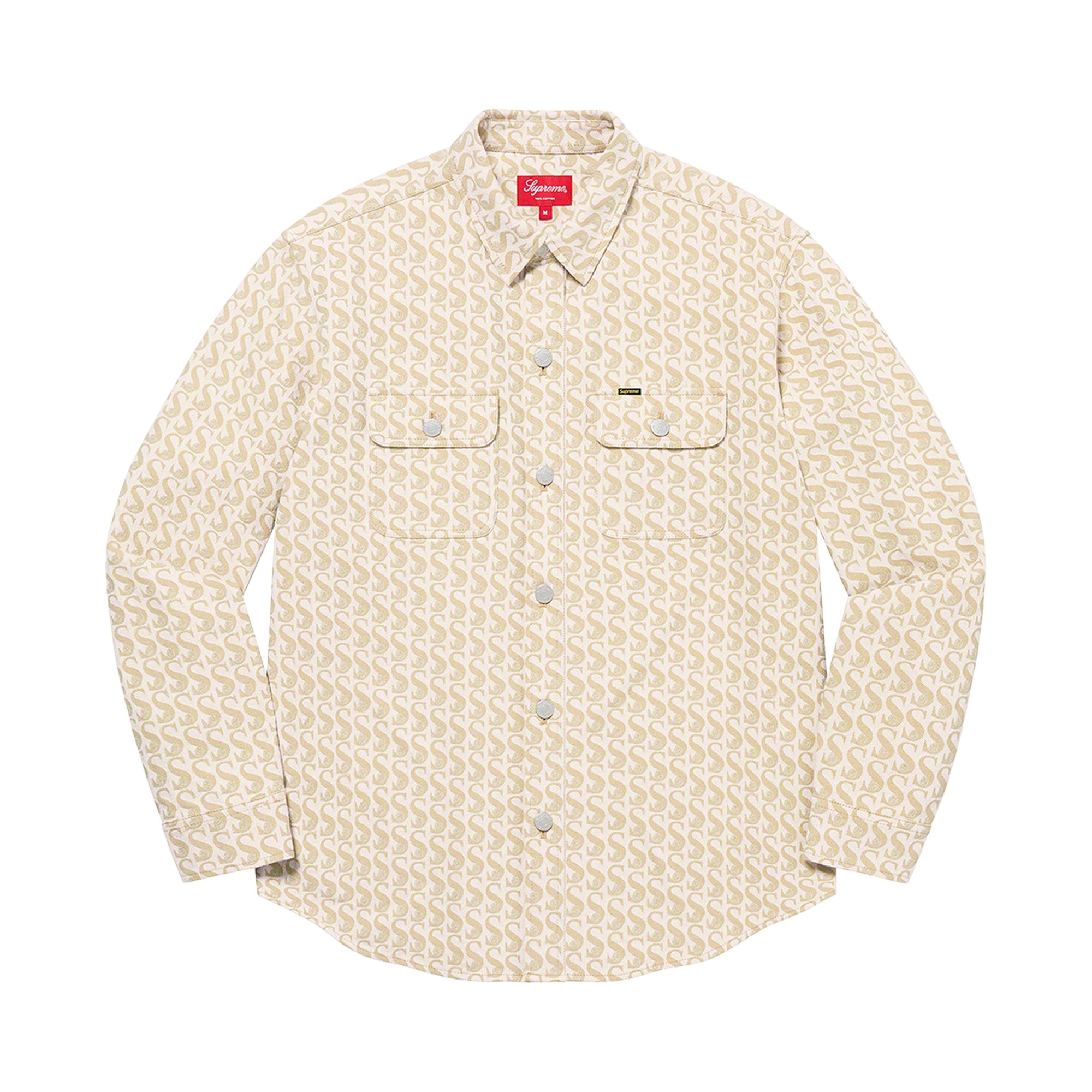 Pre-owned Supreme Monogram Denim Shirt 'tan' | Men's Size M
