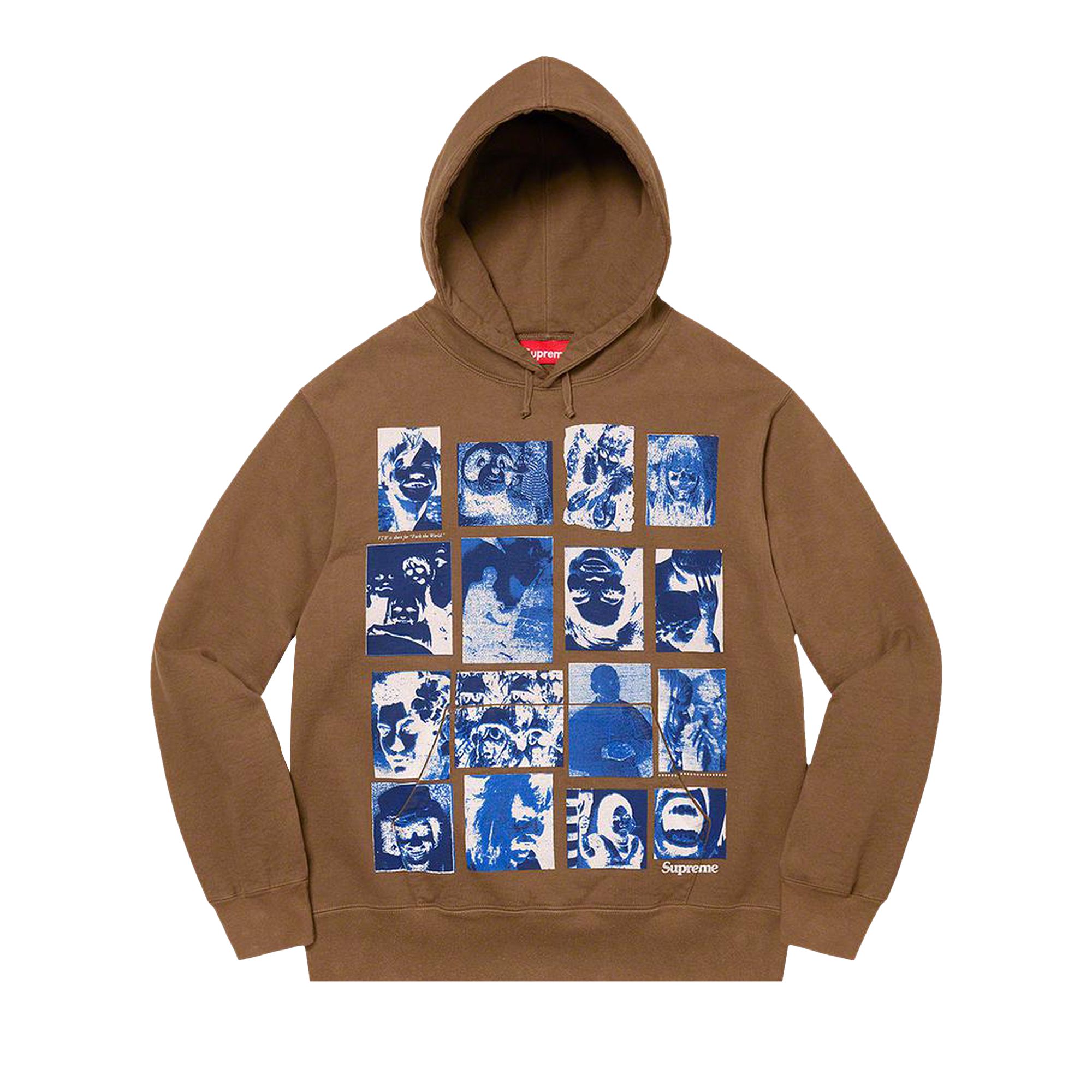 Pre-owned Supreme Collage Grid Hooded Sweatshirt 'olive Brown'