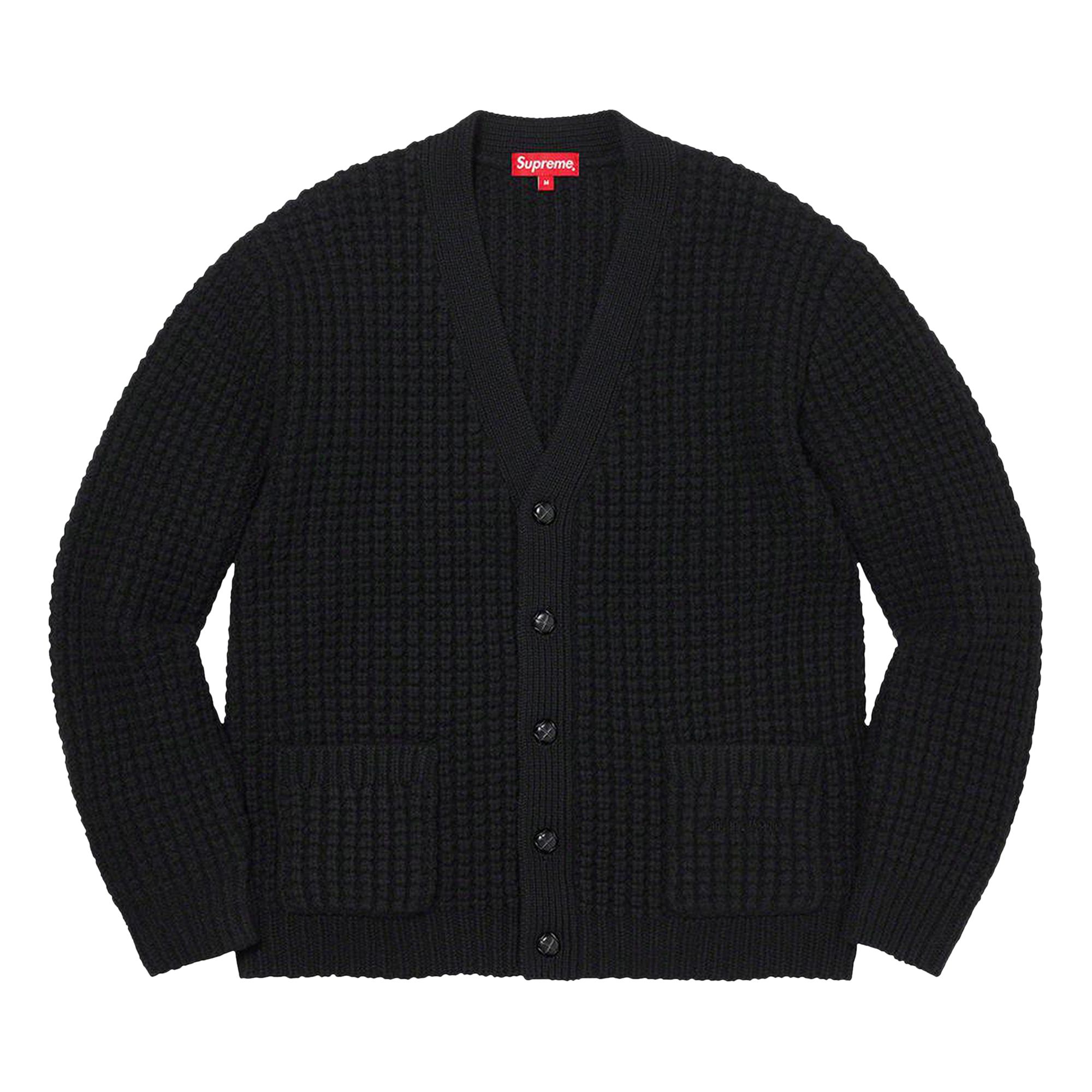 Pre-owned Supreme Waffle Knit Cardigan 'black'