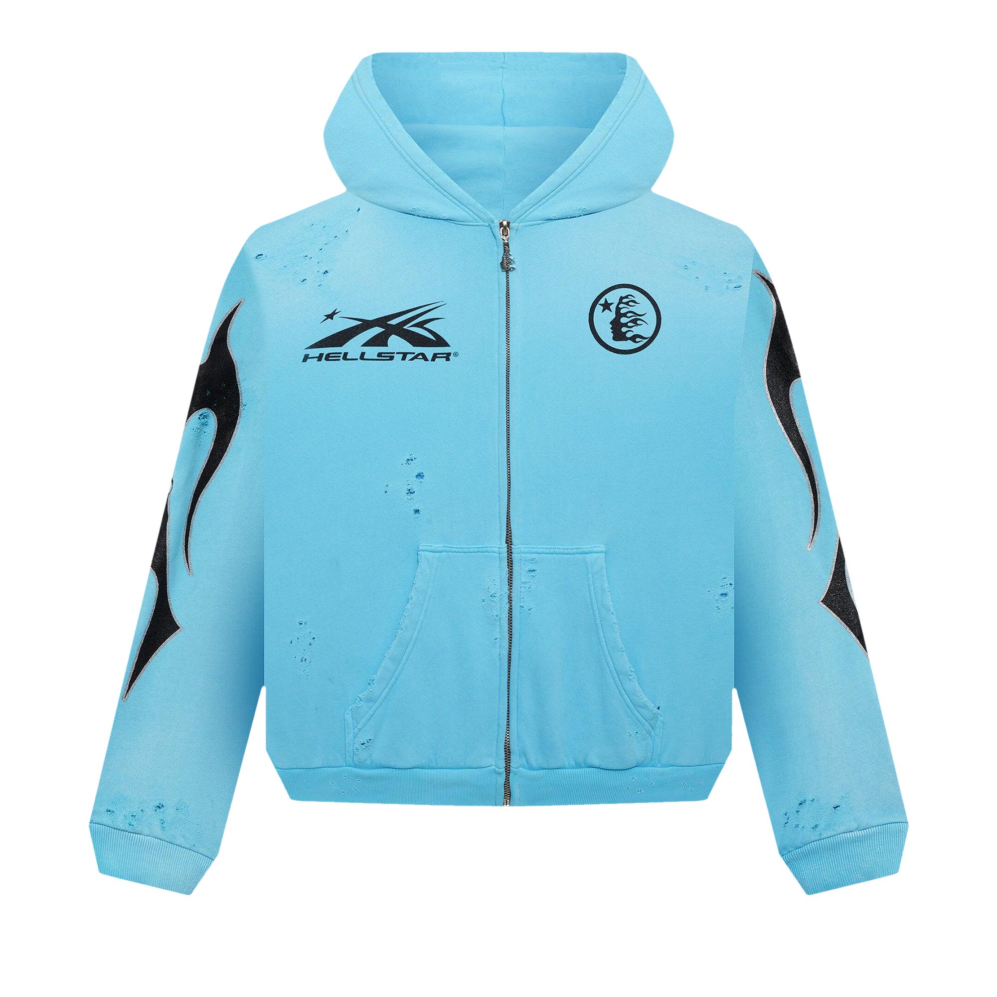 Hellstar Studios Zip Hoodie 'Blue' | Men's Size L