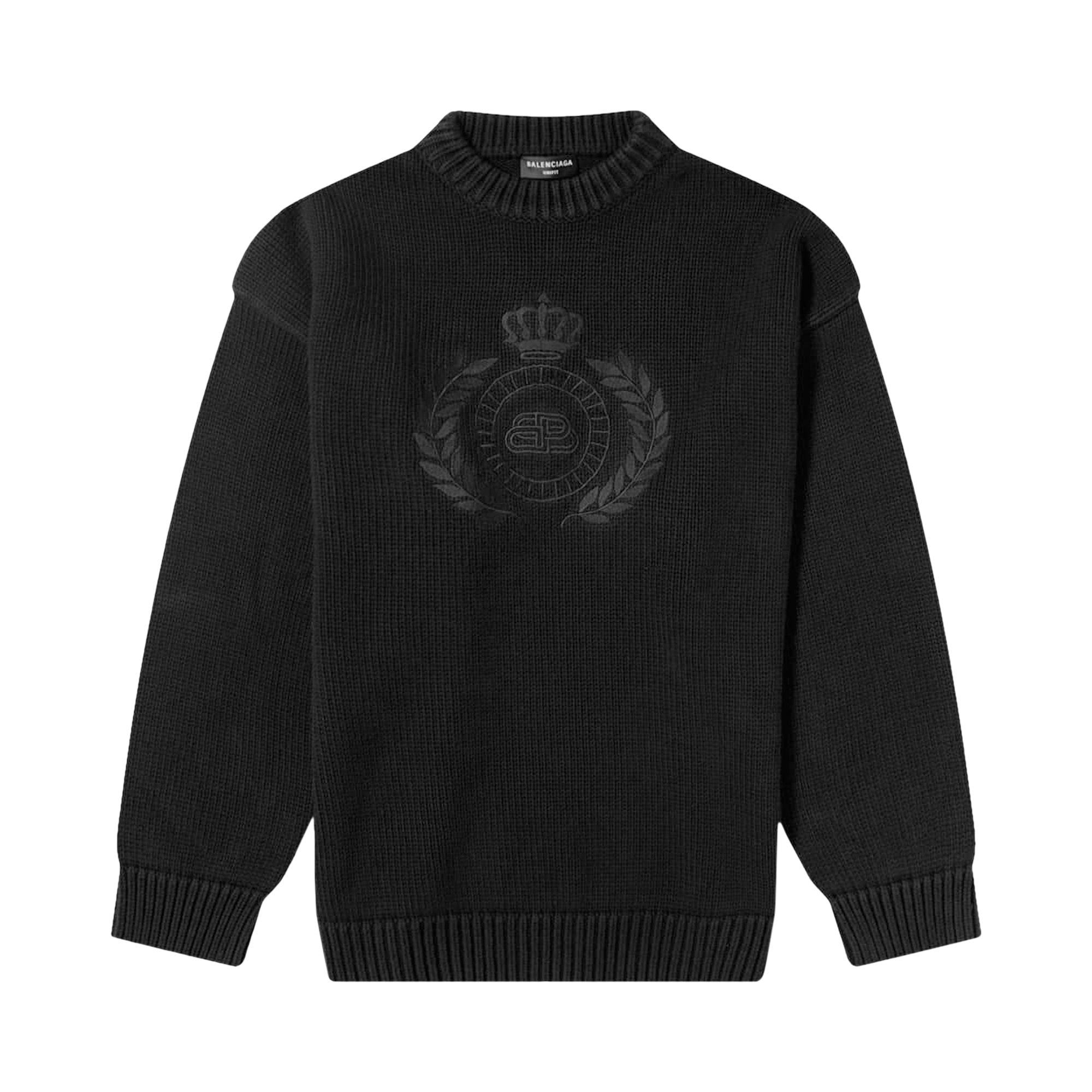 BALENCIAGA BALENCIAGA WREATH LOGO CREW KNIT 'BLACK'