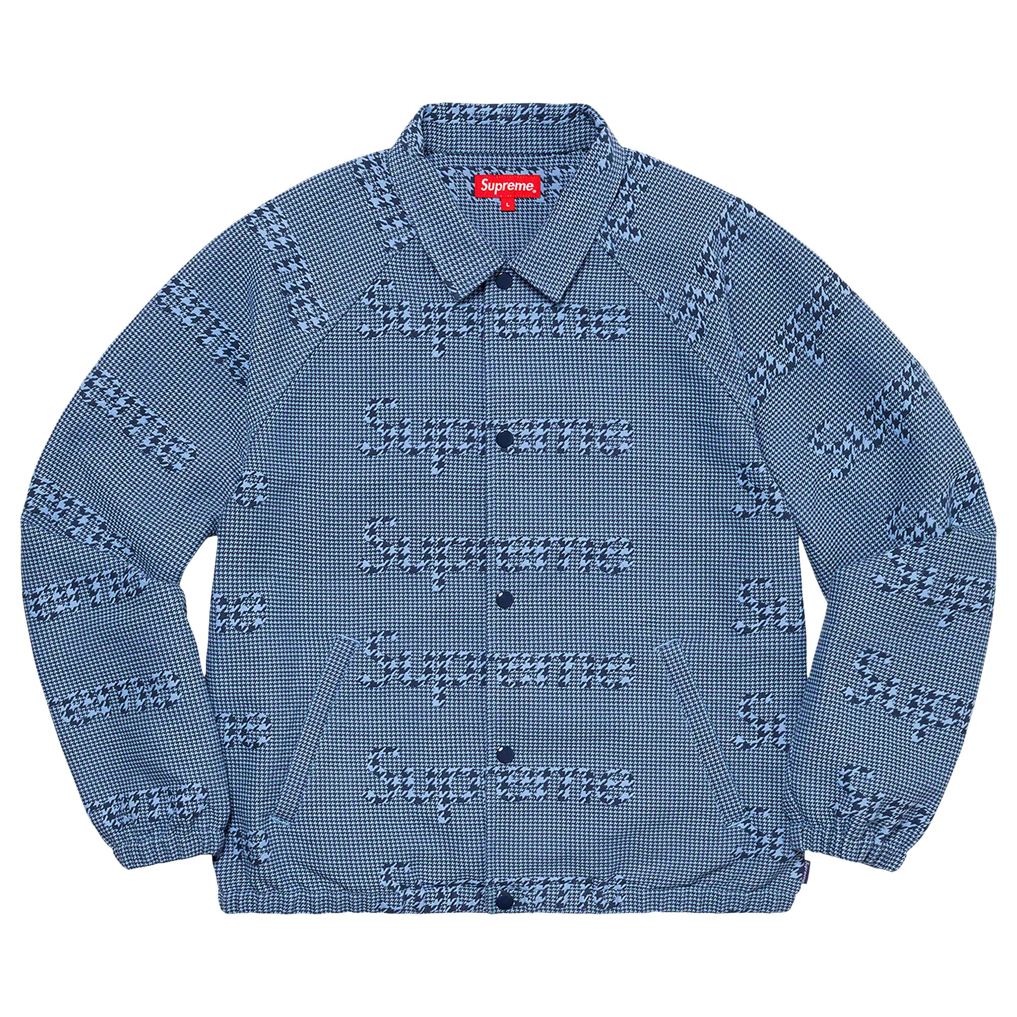 Pre-owned Supreme Houndstooth Logos Snap Front Jacket 'blue'