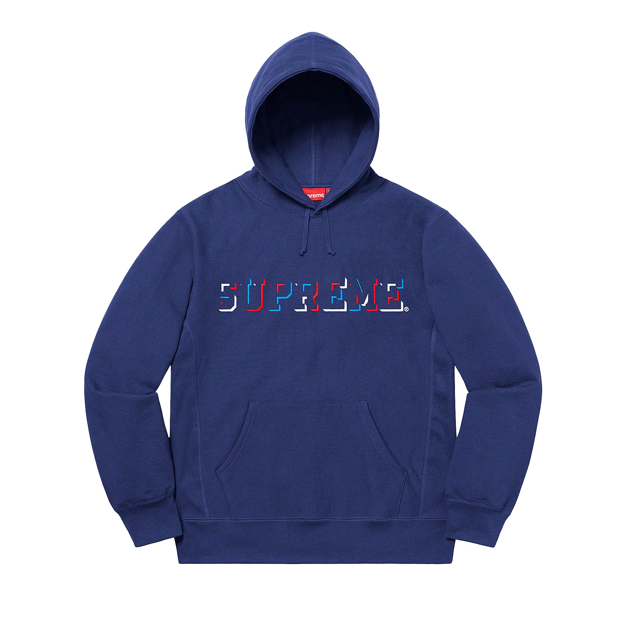 Pre-owned Supreme Drop Shadow Hooded Sweatshirt 'washed Navy' In Blue
