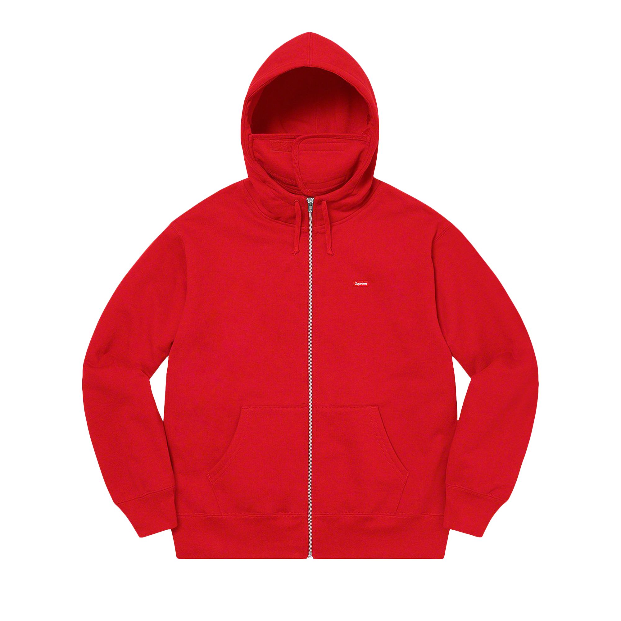 Pre-owned Supreme Small Box Facemask Zip Up Hooded Sweatshirt 'red' | Men's Size M
