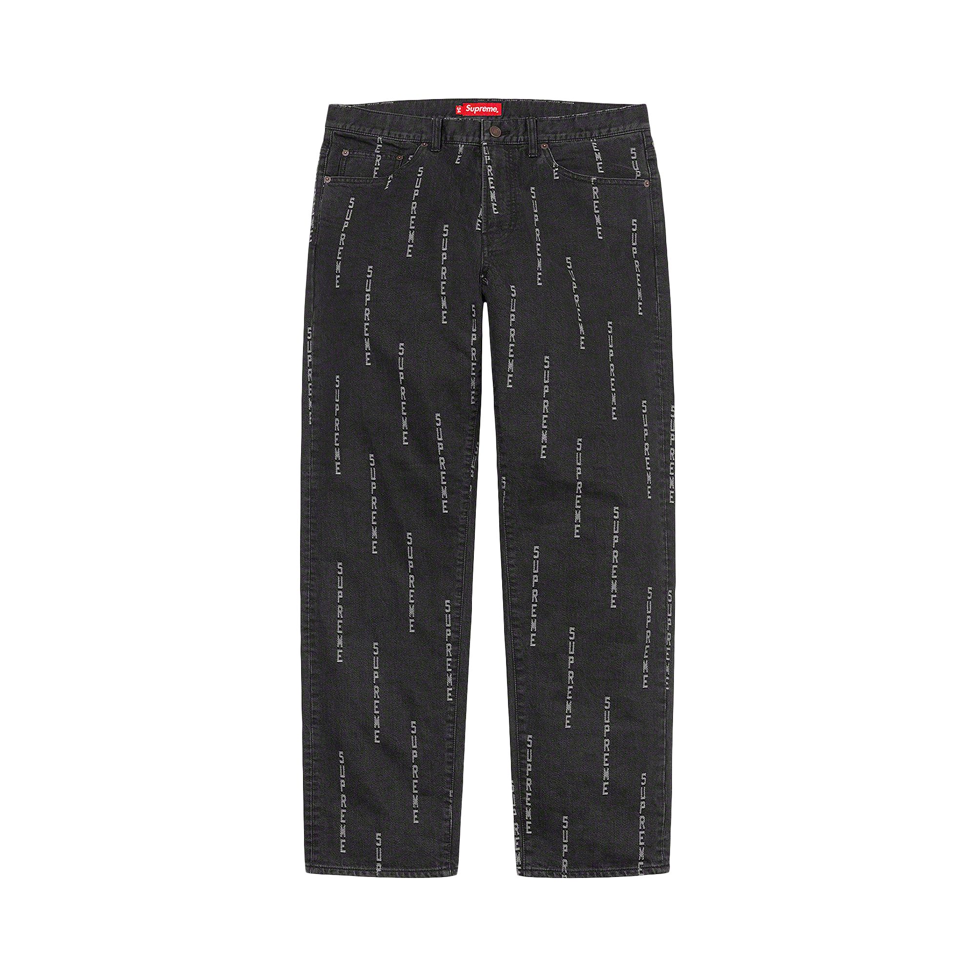 Pre-owned Supreme Logo Stripe Jacquard Regular Jean 'black'